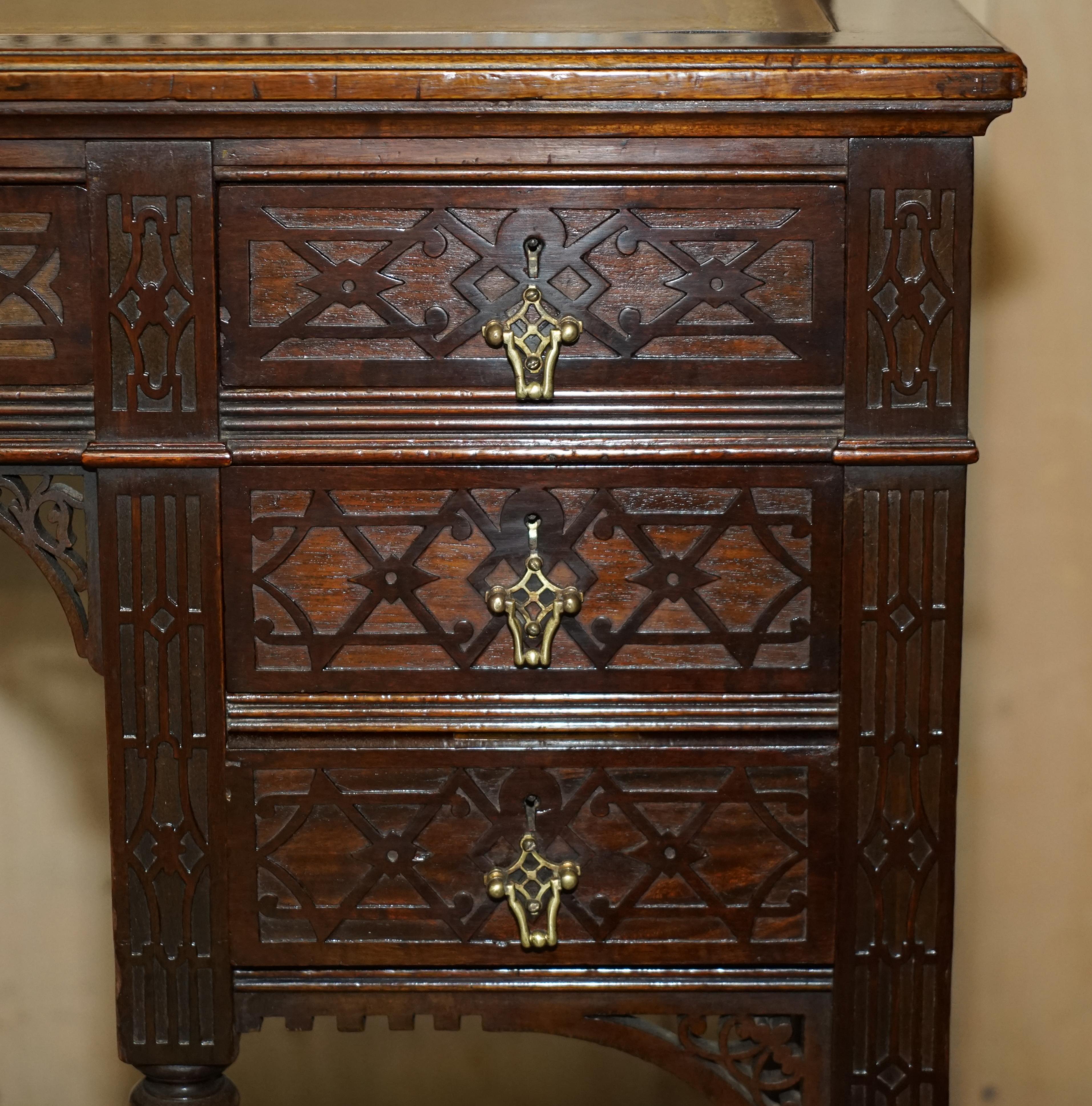 Important Original Edward & Roberts Restored Chinese Thomas Chippendale Desk For Sale 4
