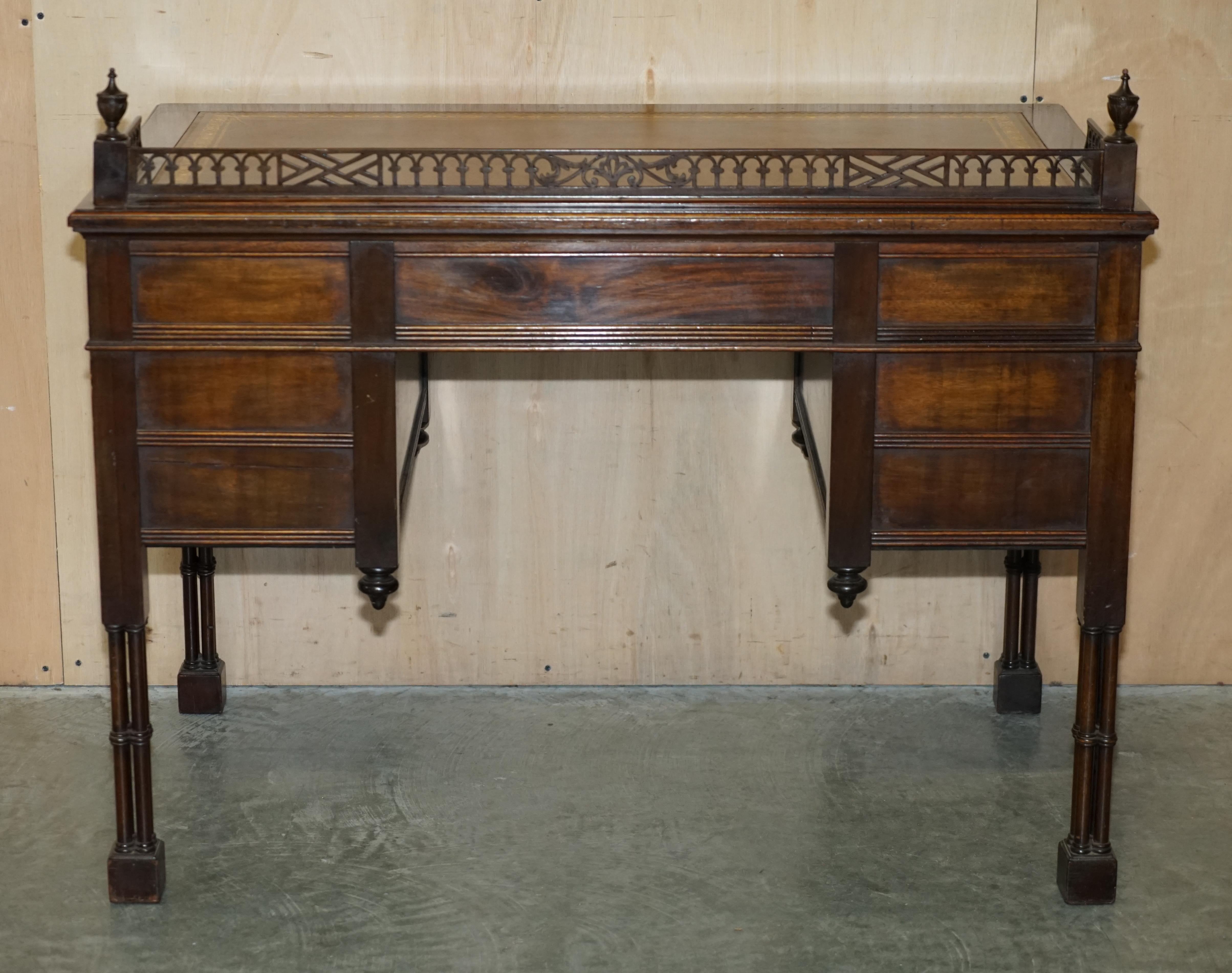 Important Original Edward & Roberts Restored Chinese Thomas Chippendale Desk For Sale 9