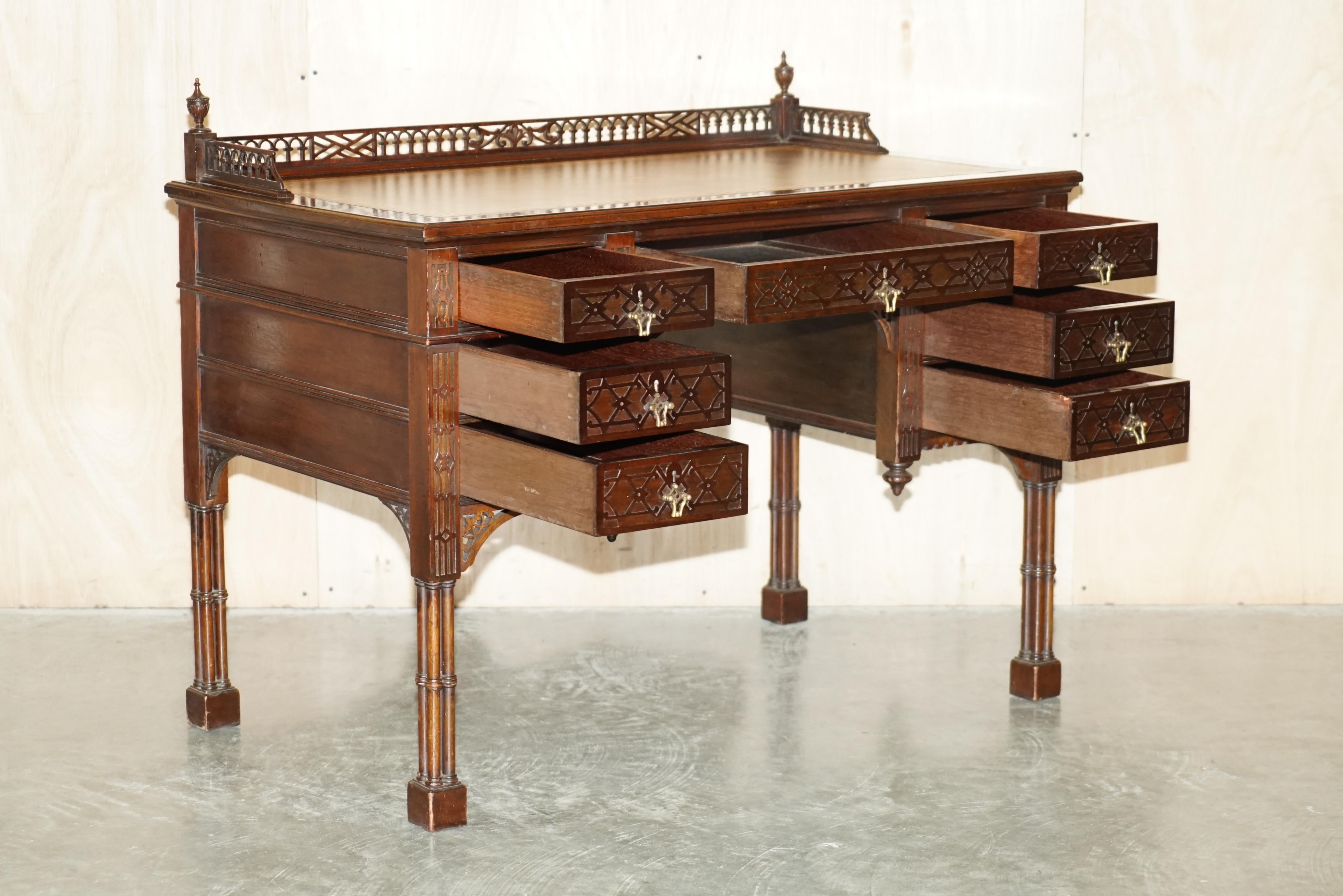 Important Original Edward & Roberts Restored Chinese Thomas Chippendale Desk For Sale 11