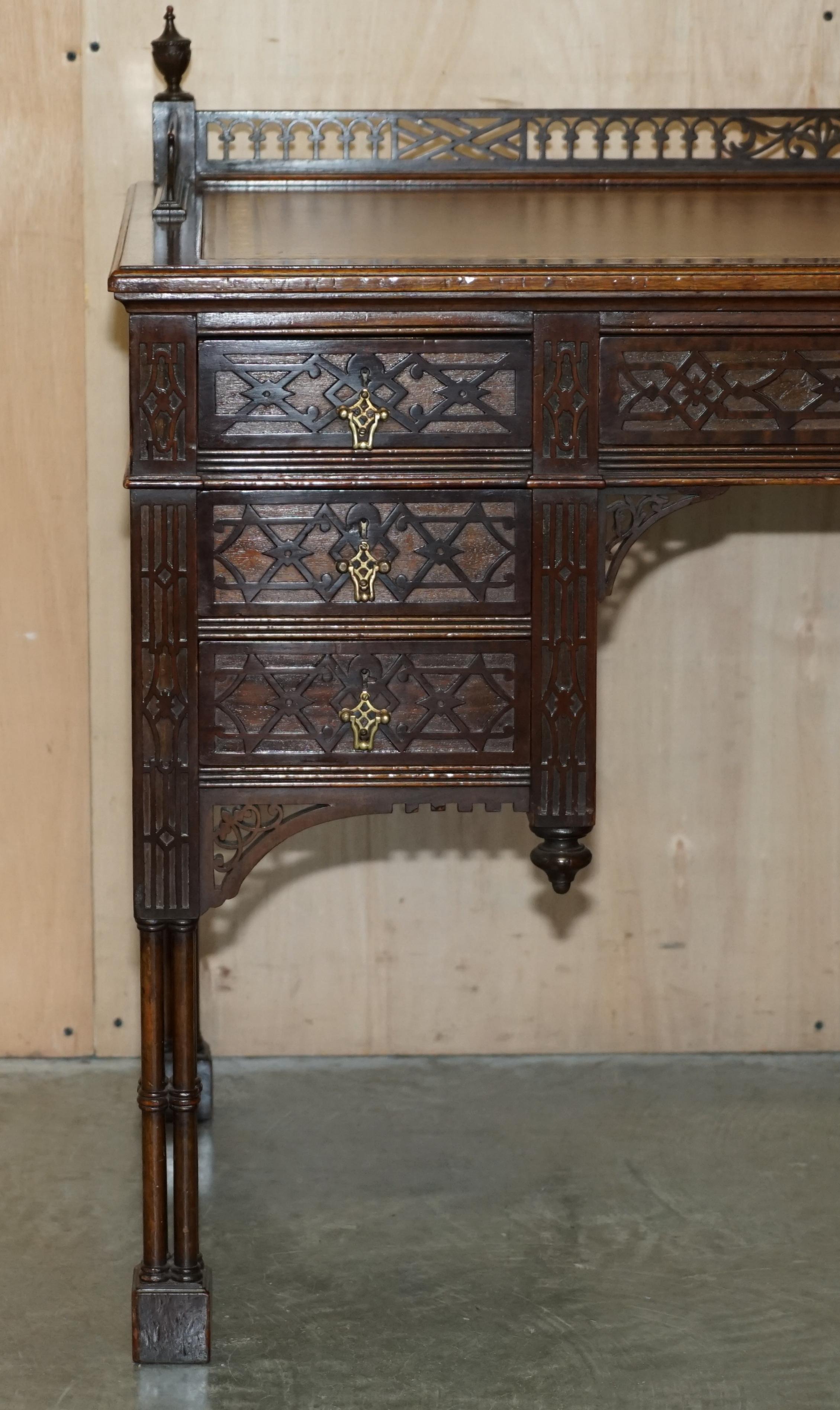 Victorian Important Original Edward & Roberts Restored Chinese Thomas Chippendale Desk For Sale