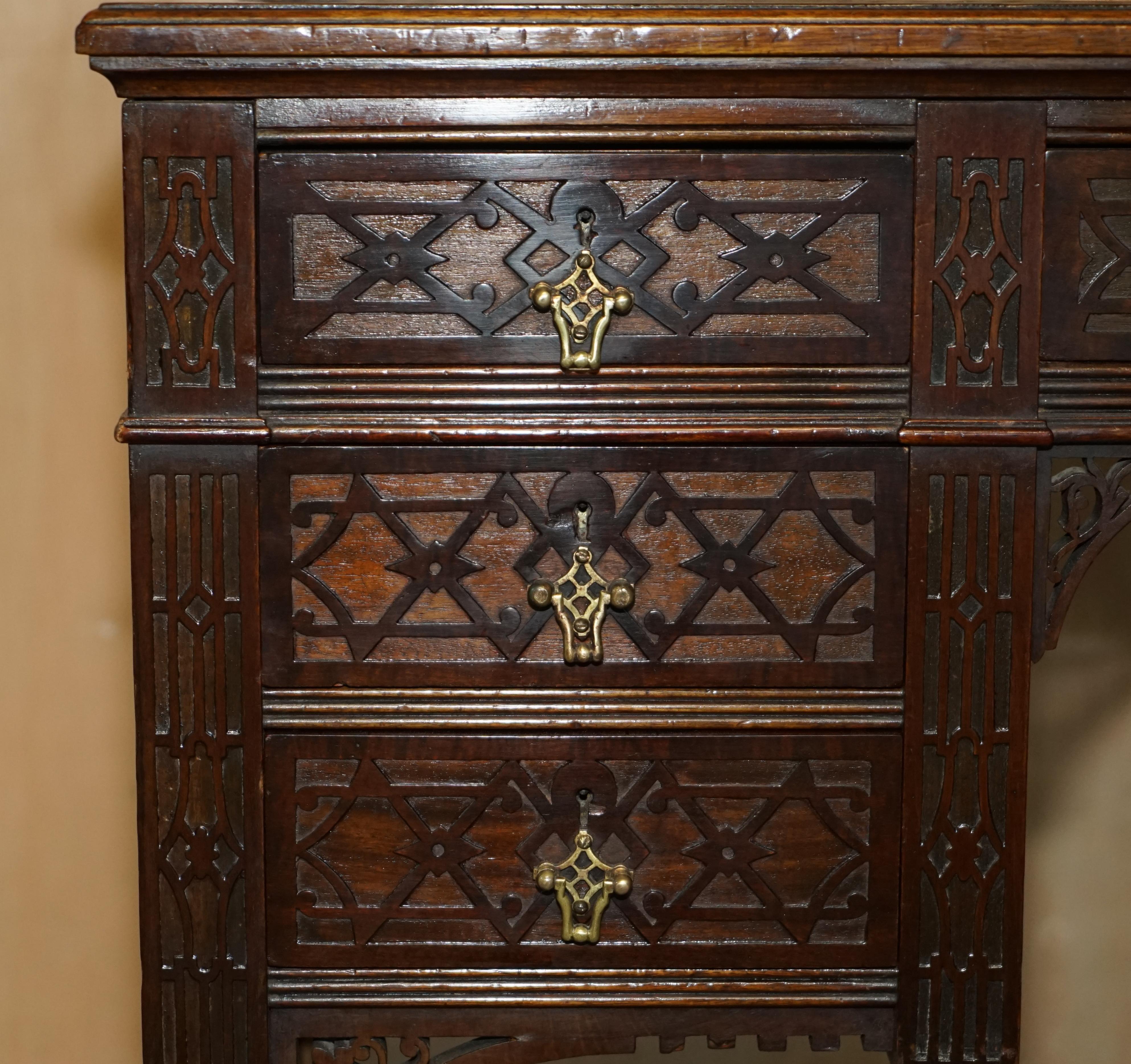 Leather Important Original Edward & Roberts Restored Chinese Thomas Chippendale Desk For Sale
