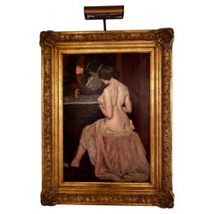 Antique Important Original Oil Painting of The Boudoir by Kenneth Hayes Miller