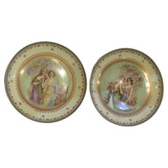 Important Original Pair Beautiful Imperial Crown China Portrait Plates Chargers