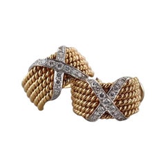 Important Original Platinum 18KT Gold TIFFANY & CO Schlumberger Diamond Earrings