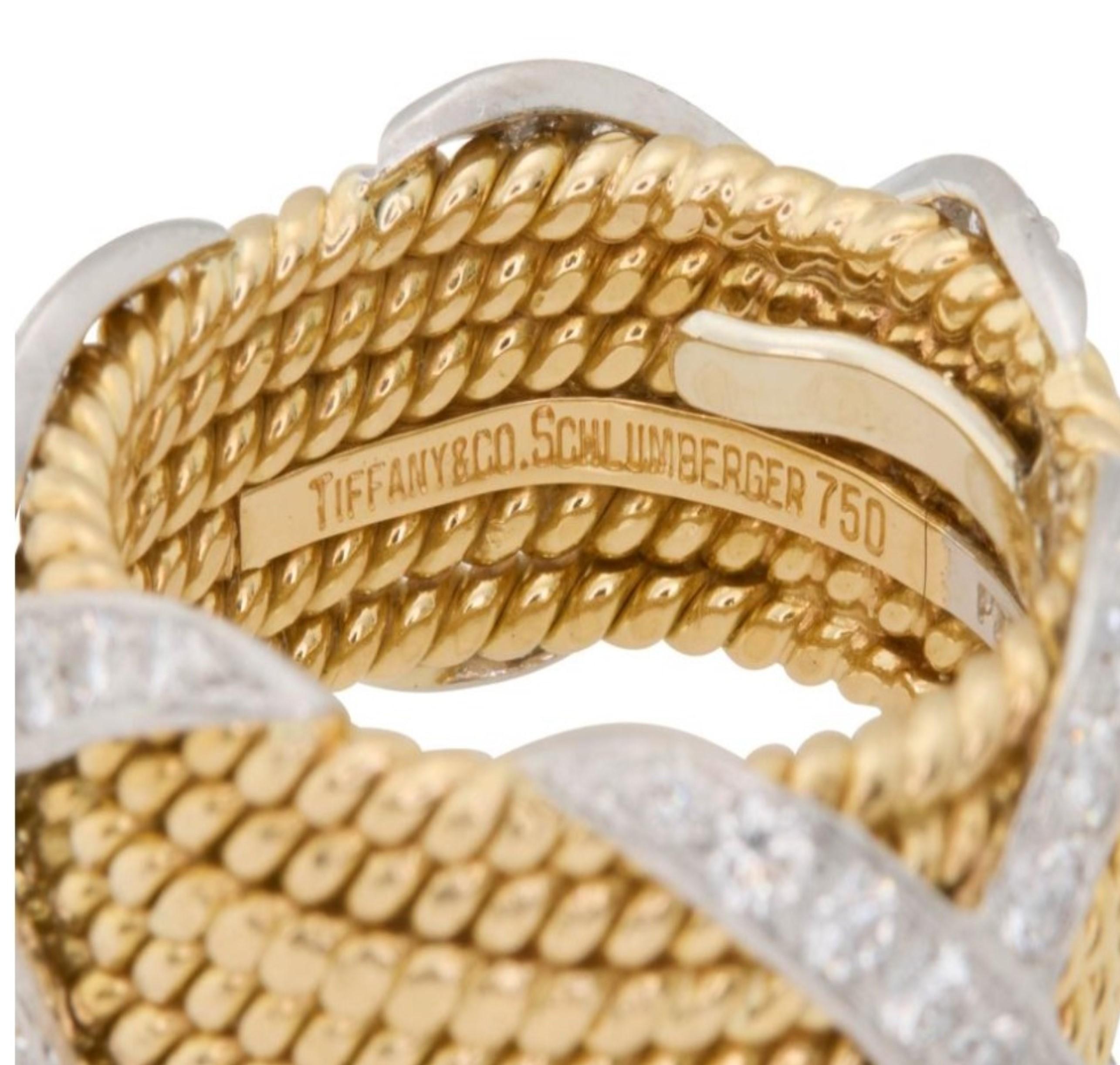 Women's Important Original Platinum 18KT Gold TIFFANY & CO Schlumberger Diamond Ring For Sale