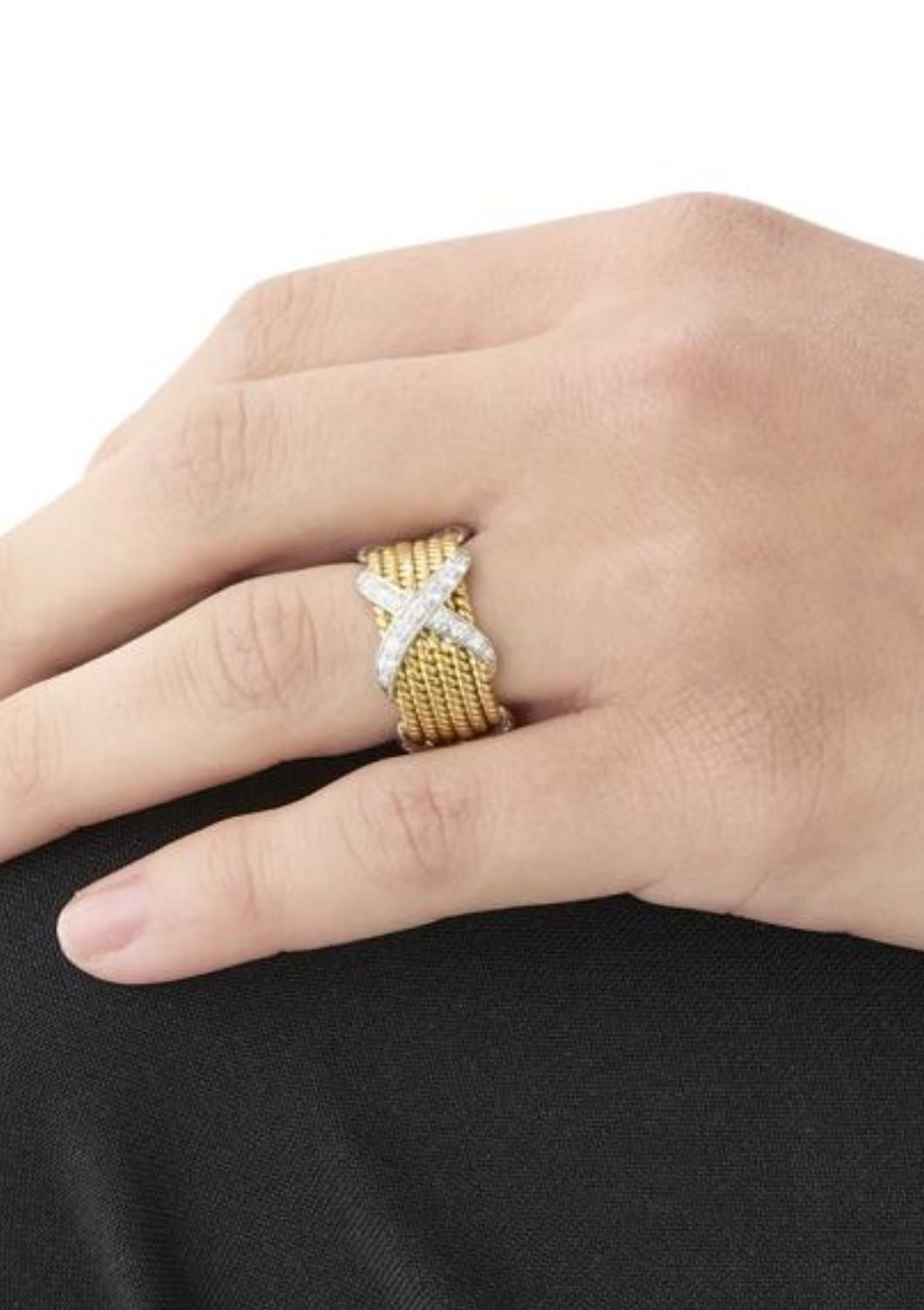 Important Original Platinum 18KT Gold TIFFANY & CO Schlumberger Diamond Ring For Sale 1