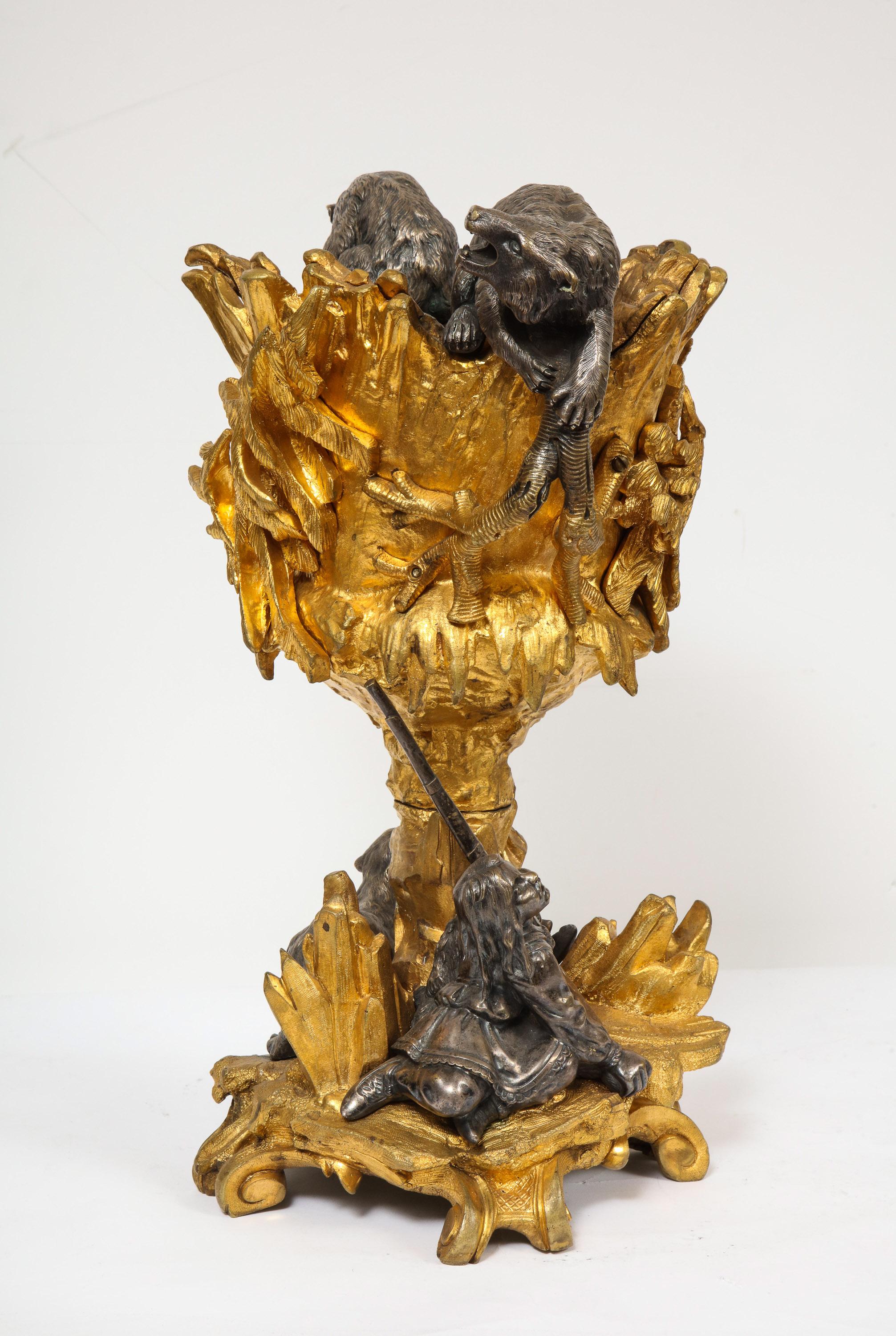 Important Ormolu and Silvered Bronze Figural Wine Cooler, Possibly Russian, 1860 For Sale 11