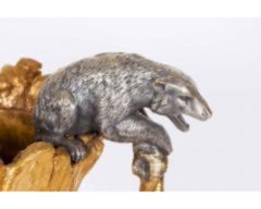 Importante Enfriador de Vino Figurado de Ormolu y Bronce Plateado Posiblemente Ruso