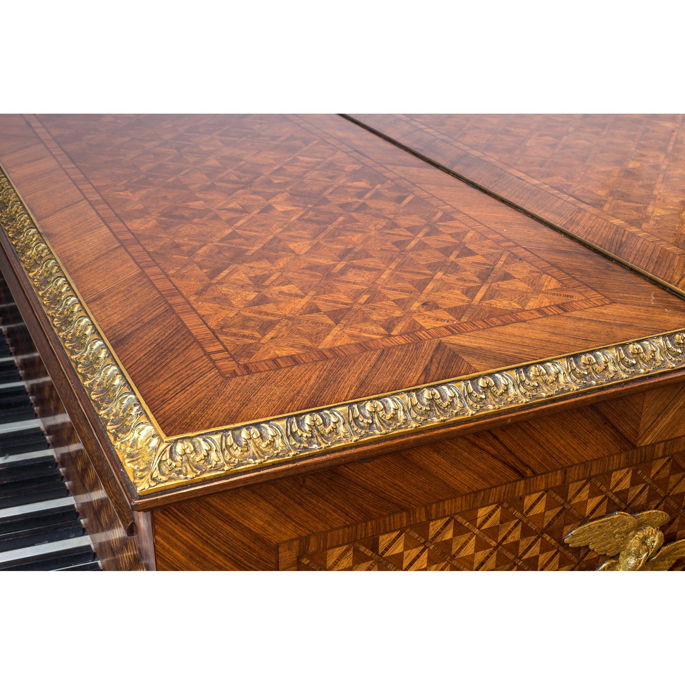 Important Ormolu-Mounted Amaranth, Kingwood and Satine Parquetry Grand Piano For Sale 2