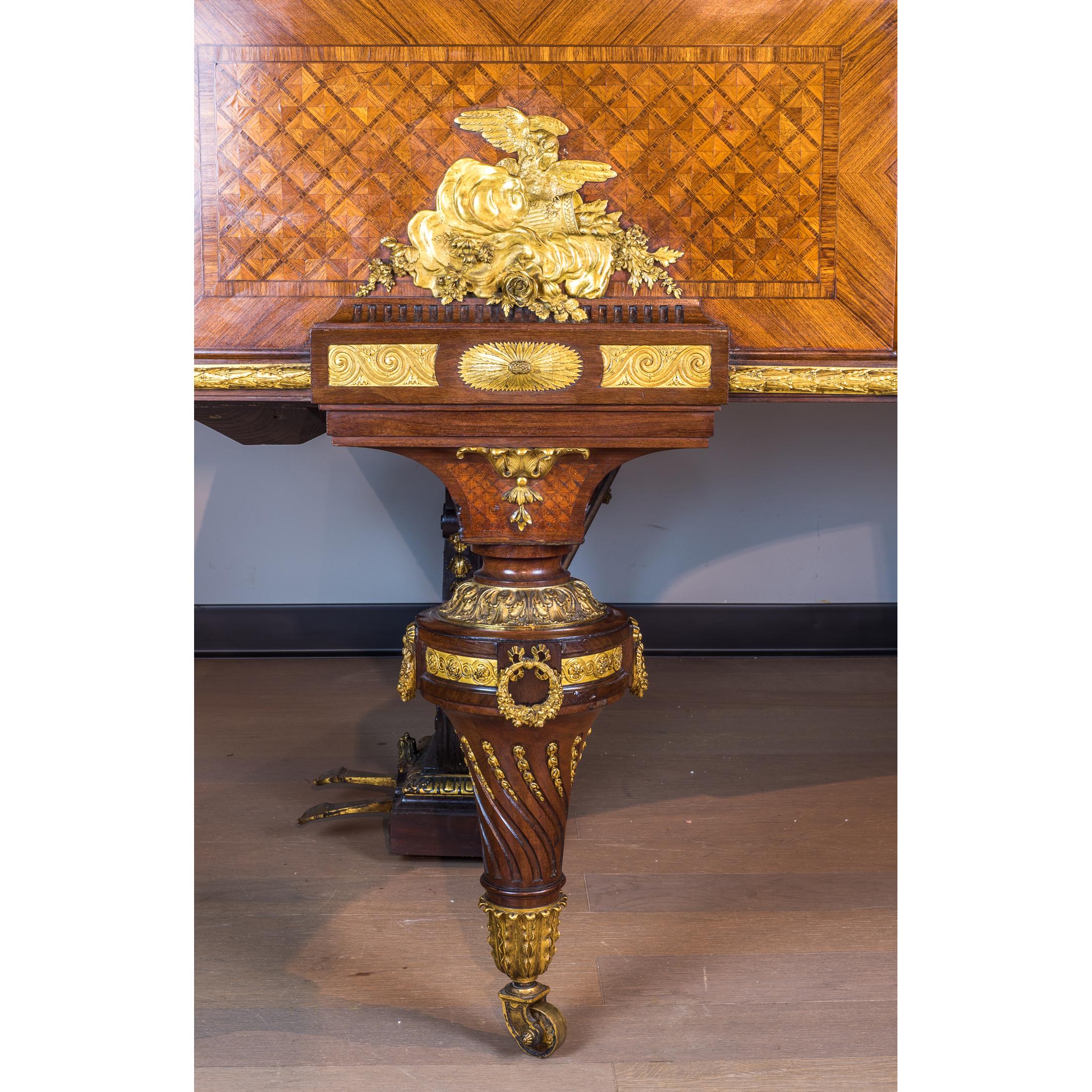 Important Ormolu-Mounted Amaranth, Kingwood and Satine Parquetry Grand Piano For Sale 4