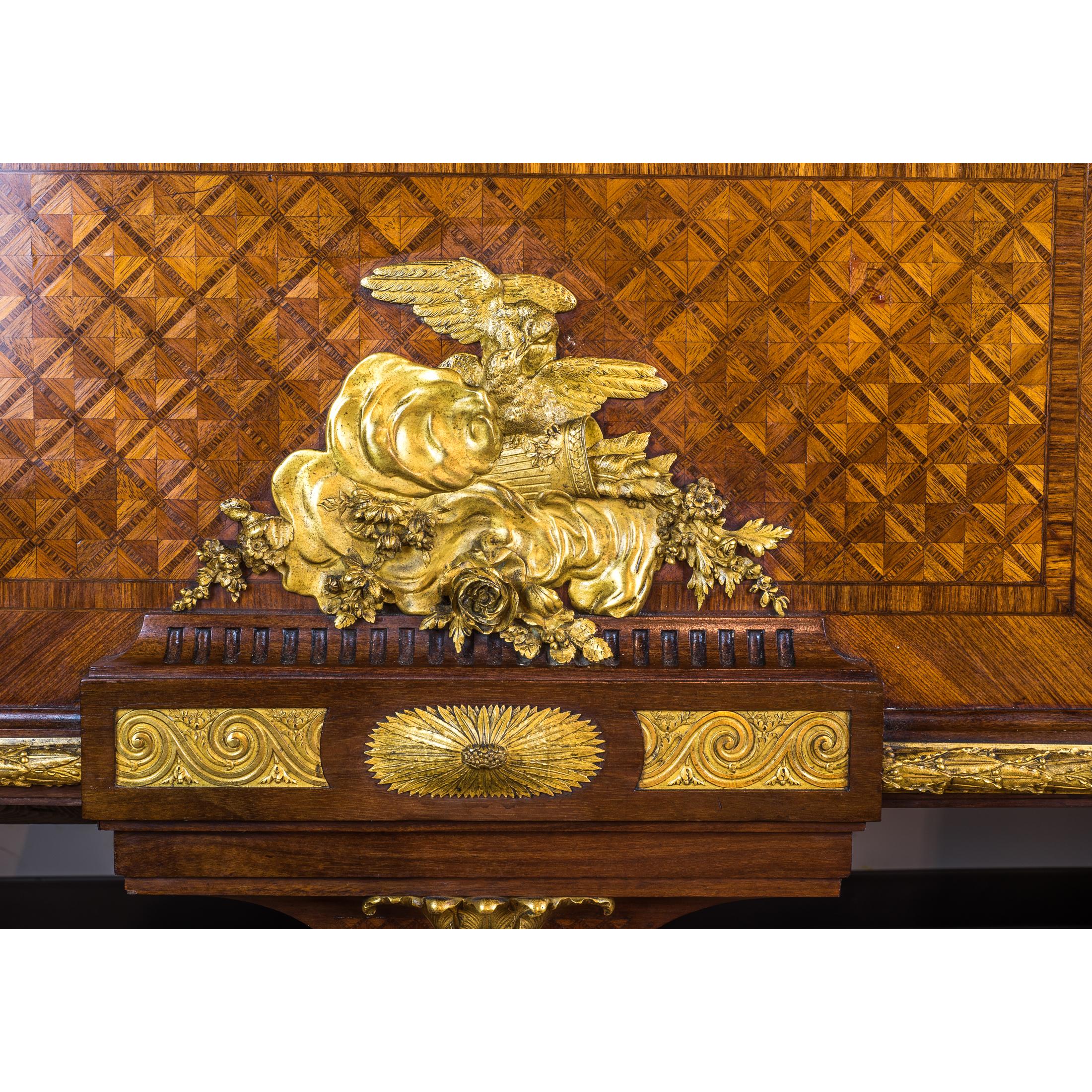 Important Ormolu-Mounted Amaranth, Kingwood and Satine Parquetry Grand Piano For Sale 5
