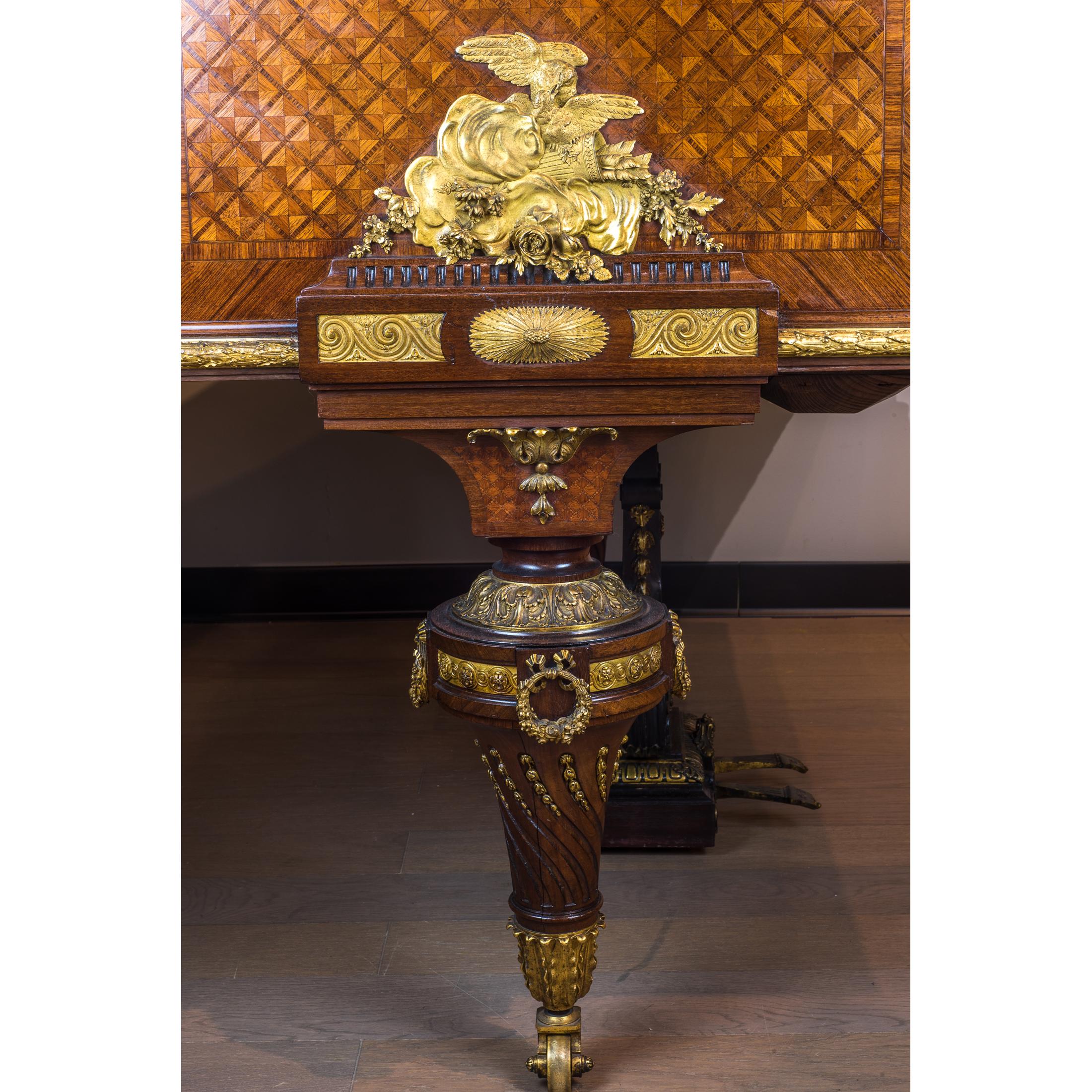 Important Ormolu-Mounted Amaranth, Kingwood and Satine Parquetry Grand Piano For Sale 7