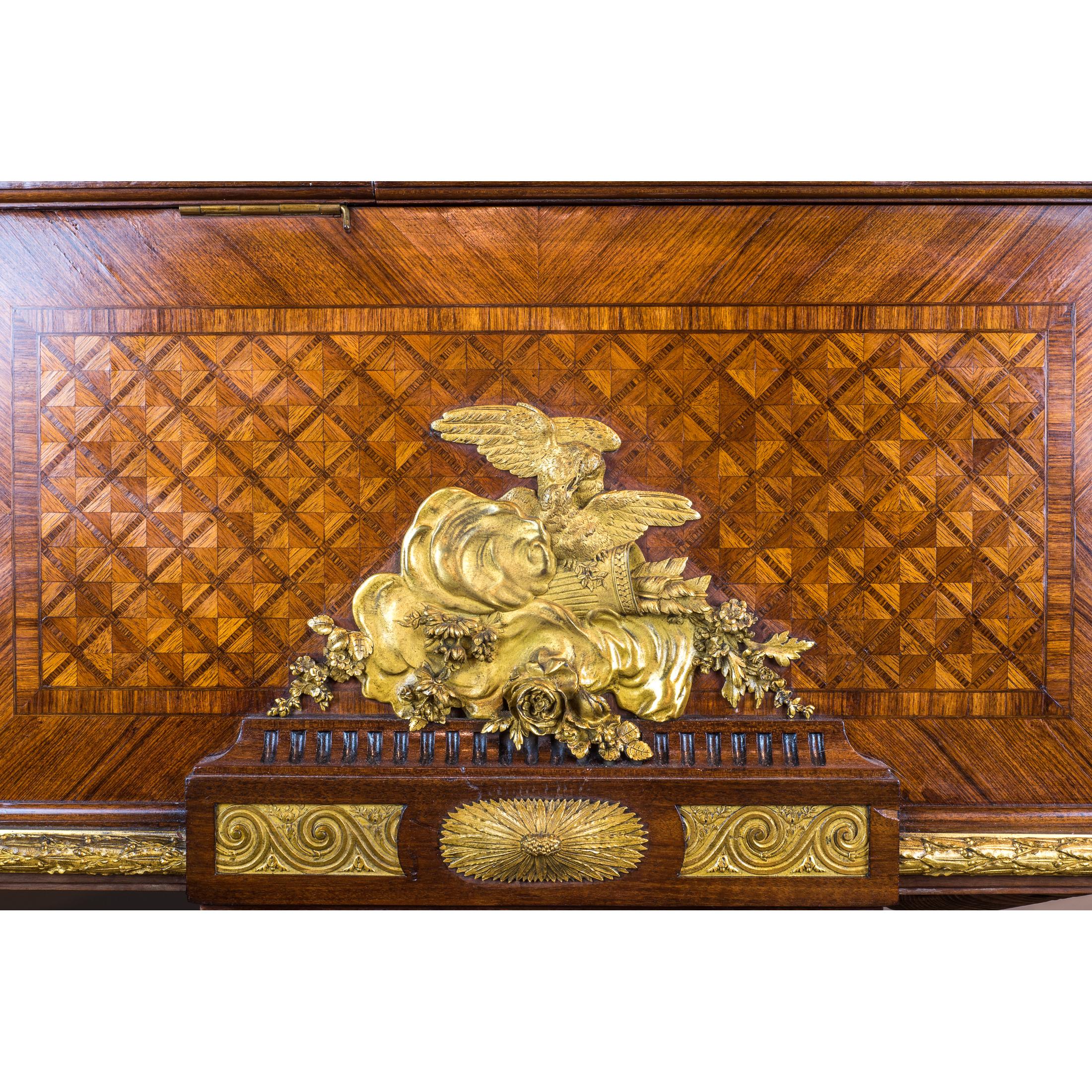 Important Ormolu-Mounted Amaranth, Kingwood and Satine Parquetry Grand Piano For Sale 8
