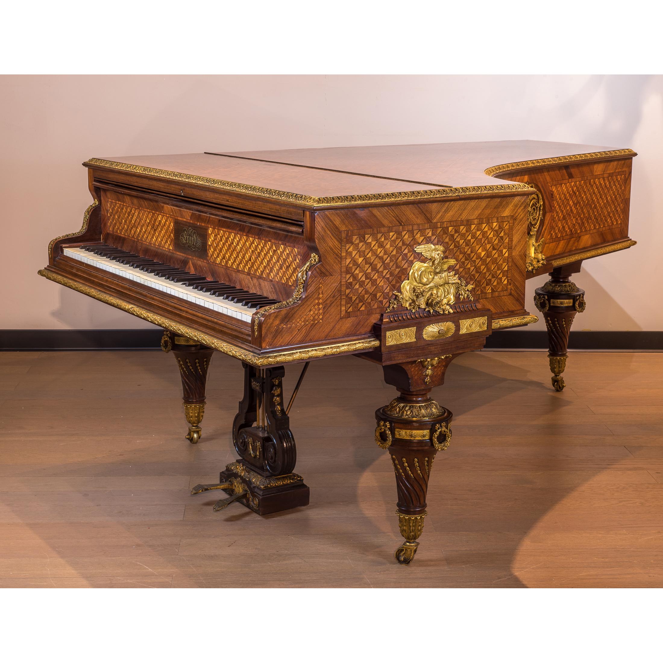Louis XVI Important Ormolu-Mounted Amaranth, Kingwood and Satine Parquetry Grand Piano For Sale