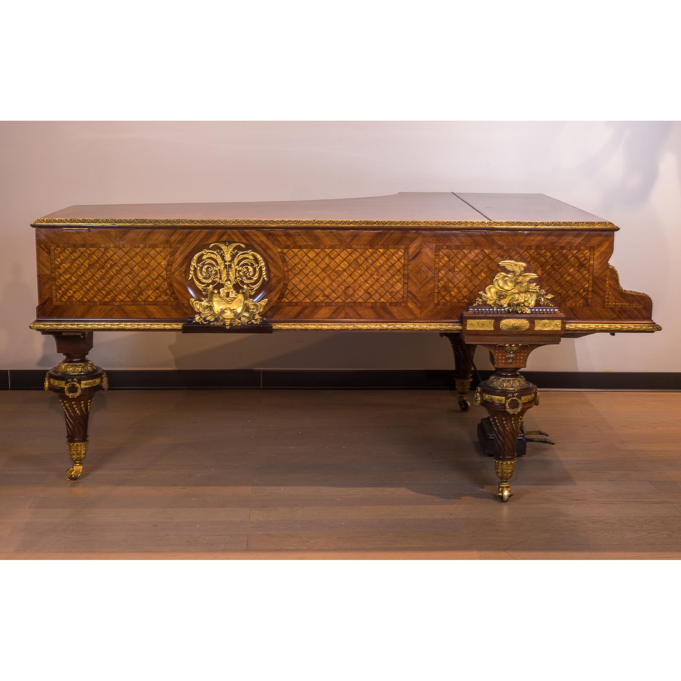 Gilt Important Ormolu-Mounted Amaranth, Kingwood and Satine Parquetry Grand Piano For Sale