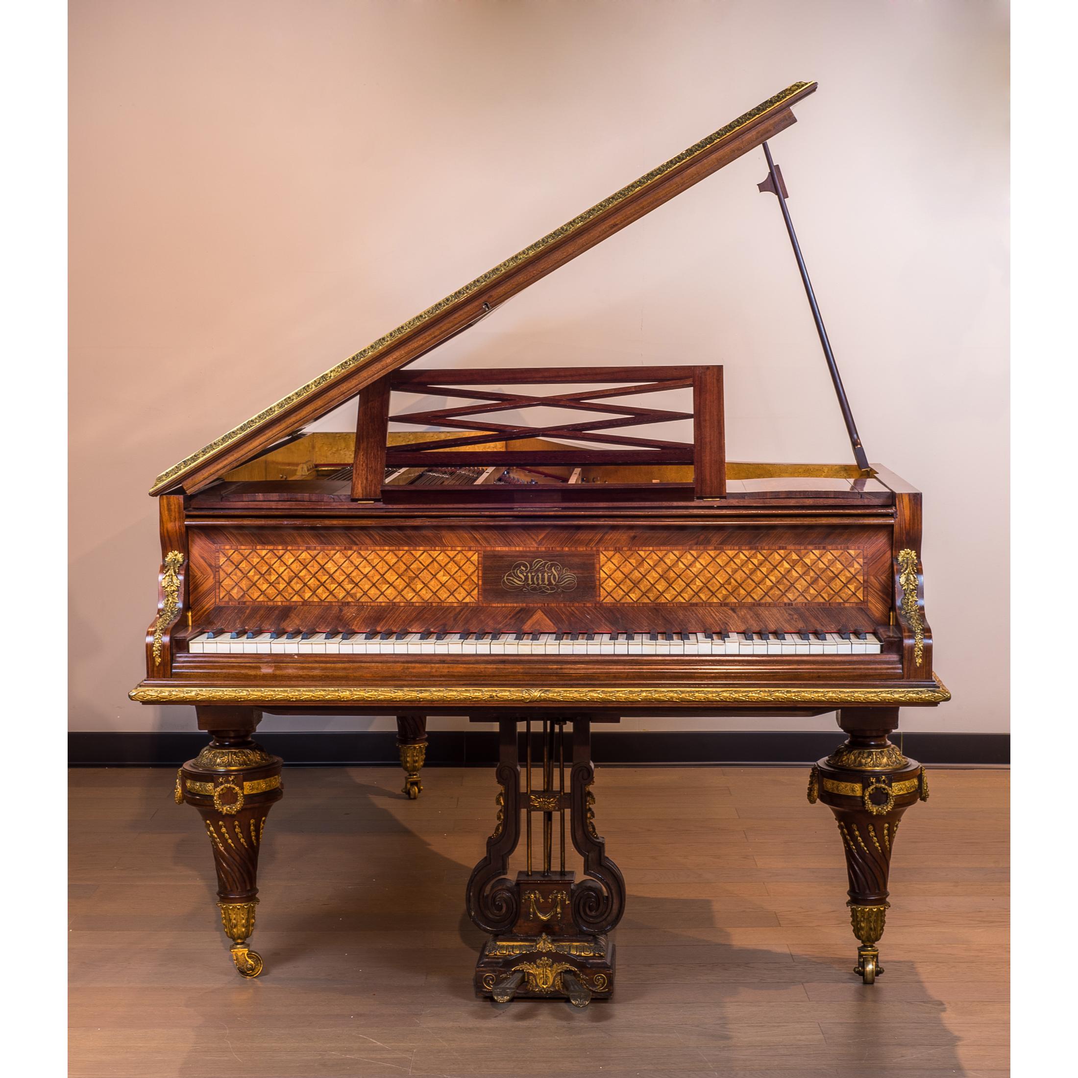 19th Century Important Ormolu-Mounted Amaranth, Kingwood and Satine Parquetry Grand Piano For Sale