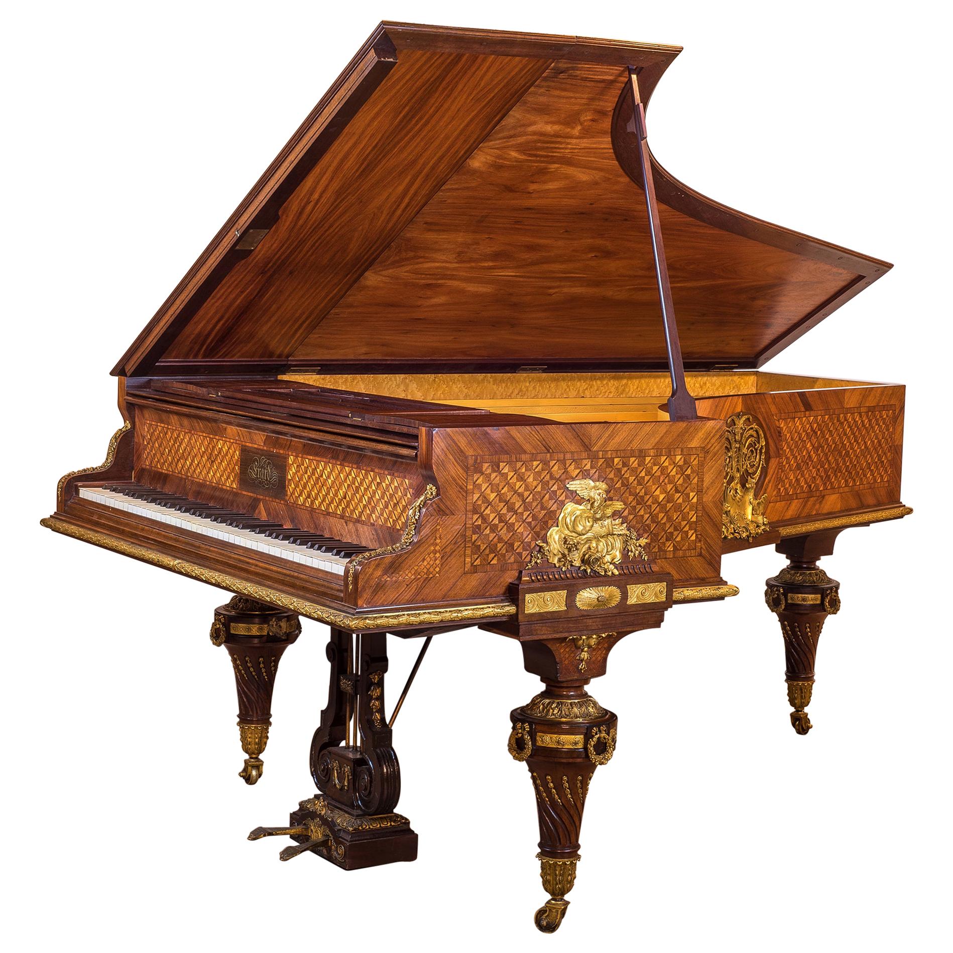 Important Ormolu-Mounted Amaranth, Kingwood and Satine Parquetry Grand Piano For Sale