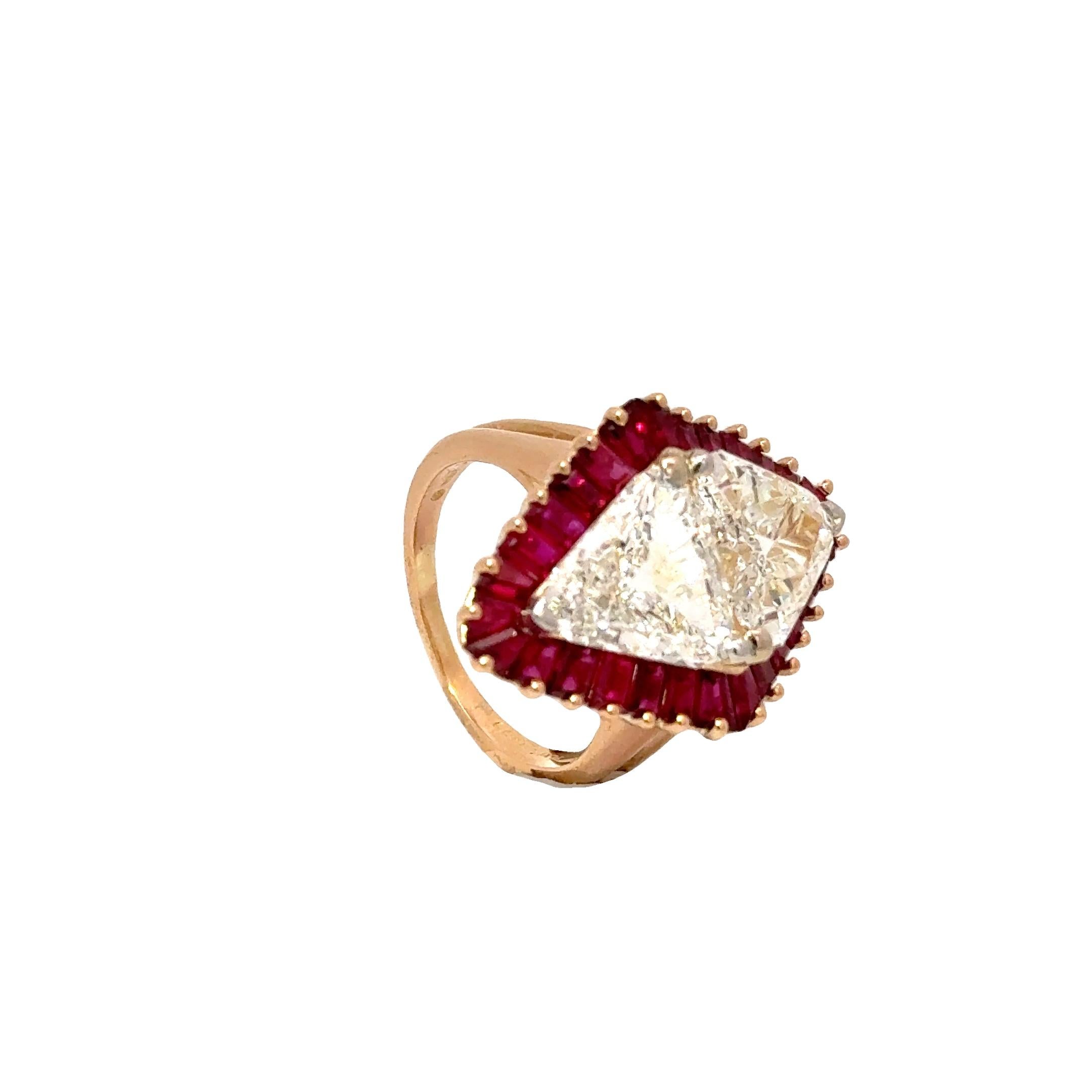 Women's Important Oscar Heyman 2.57 & 2.55 Carat Diamond Ruby 18k Yellow Gold Ring For Sale