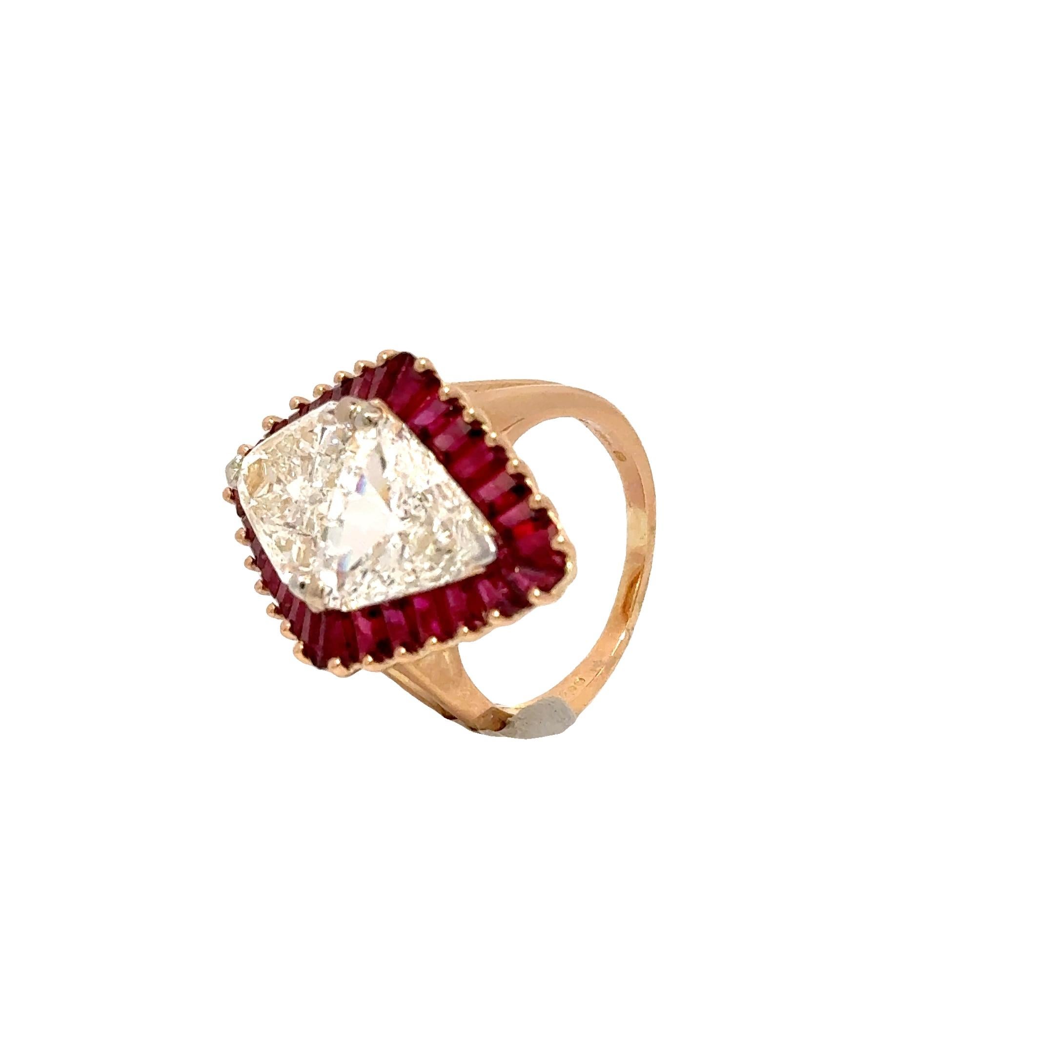 Important Oscar Heyman 2.57 & 2.55 Carat Diamond Ruby 18k Yellow Gold Ring For Sale 1
