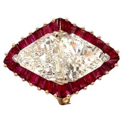 Wichtiger Oscar Heyman 2,57 & 2,55 Karat Diamant Rubin 18k Gelbgold Ring