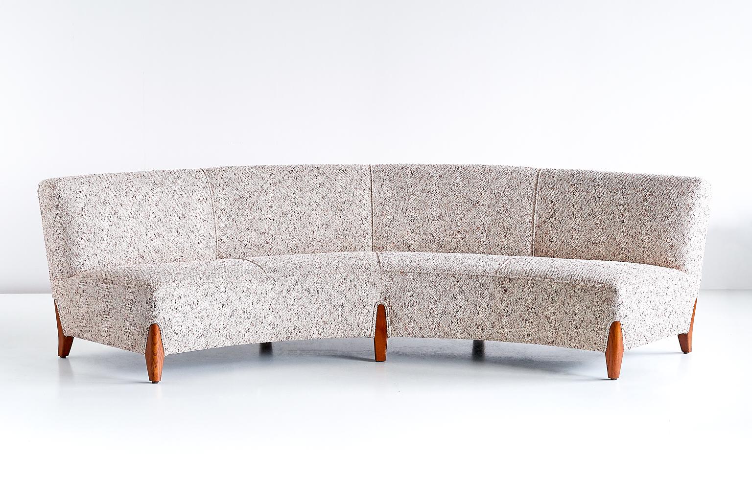Important Otto Schulz Curved Four-Seat Sofa for Boet, Sweden, Mid-1940s For Sale 5