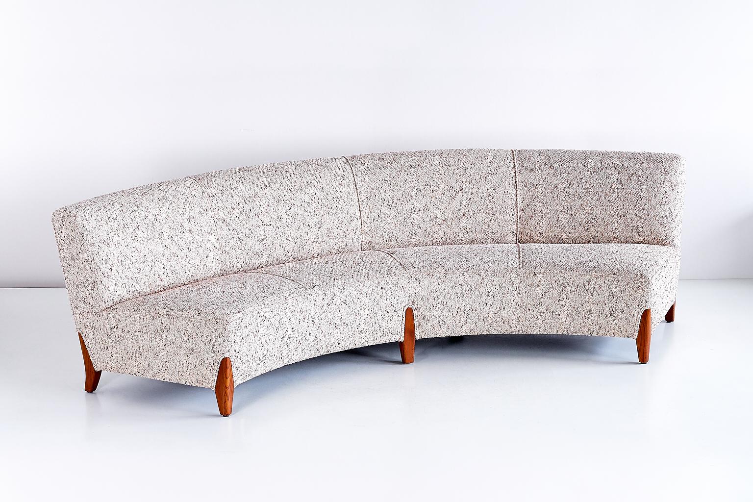 Scandinavian Modern Important Otto Schulz Curved Four-Seat Sofa for Boet, Sweden, Mid-1940s For Sale