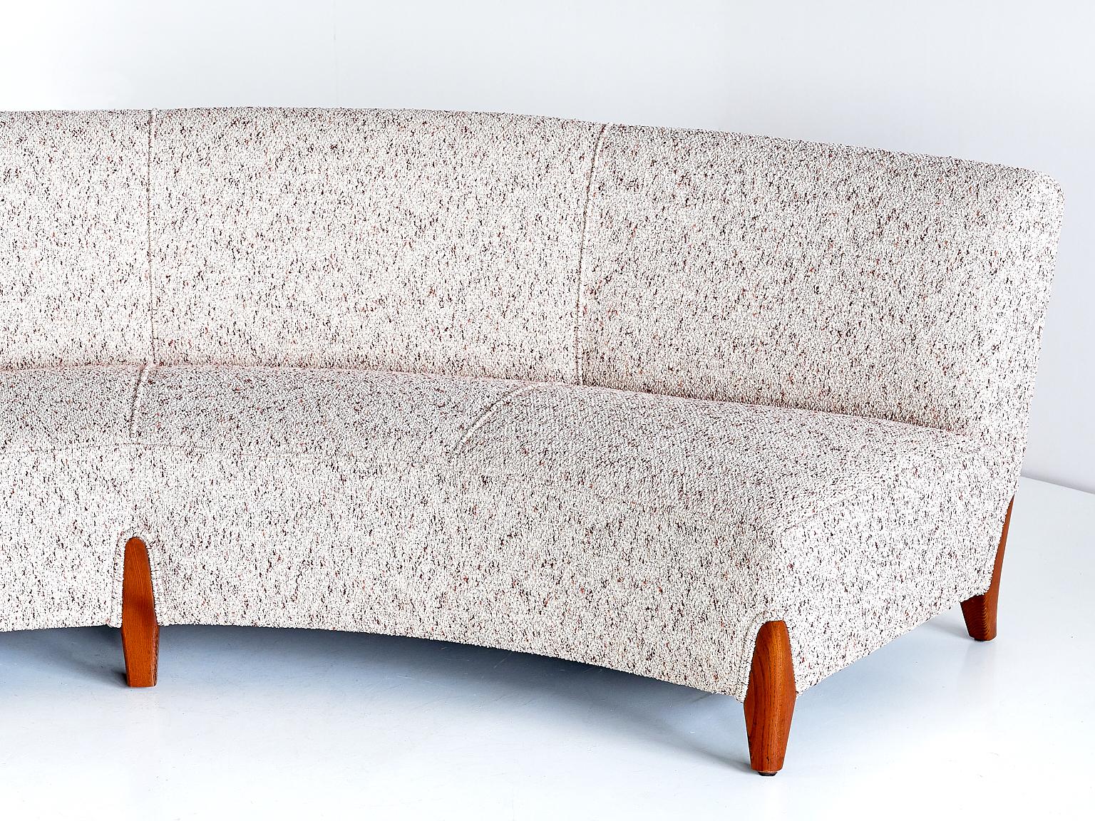 Mid-20th Century Important Otto Schulz Curved Four-Seat Sofa for Boet, Sweden, Mid-1940s For Sale