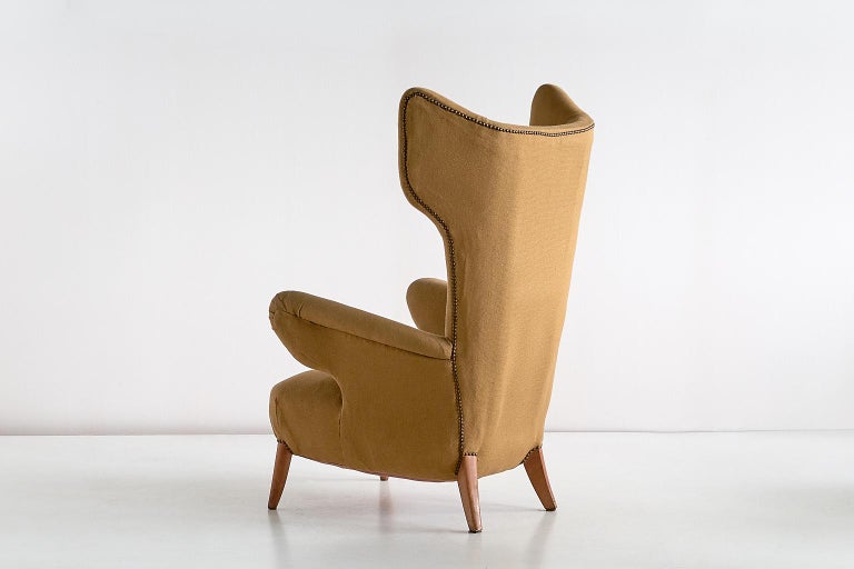 Important Ottorino Aloisio Wingback Chair, Colli Turin, Italy, 1957 For