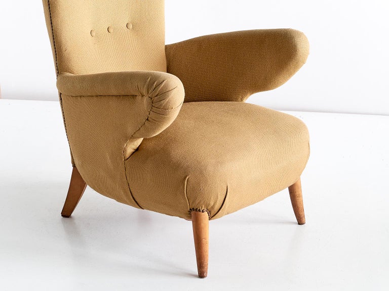 Important Ottorino Aloisio Wingback Chair, Colli Turin, Italy, 1957 For