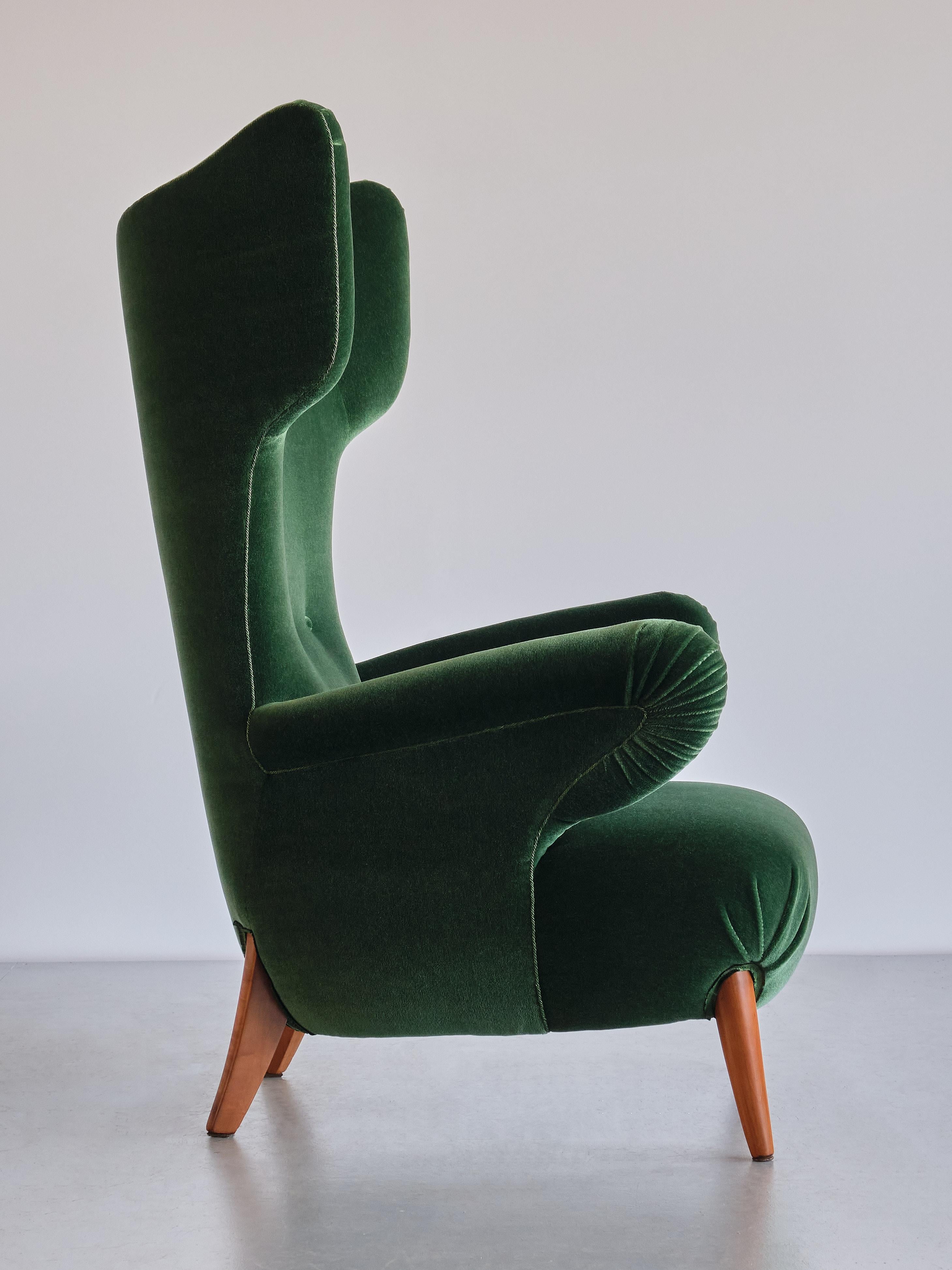 emerald green wingback chair