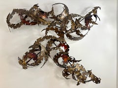 Importante scultura da parete in ferro tagliato a torcia di Silas Seandel di dimensioni eccessive