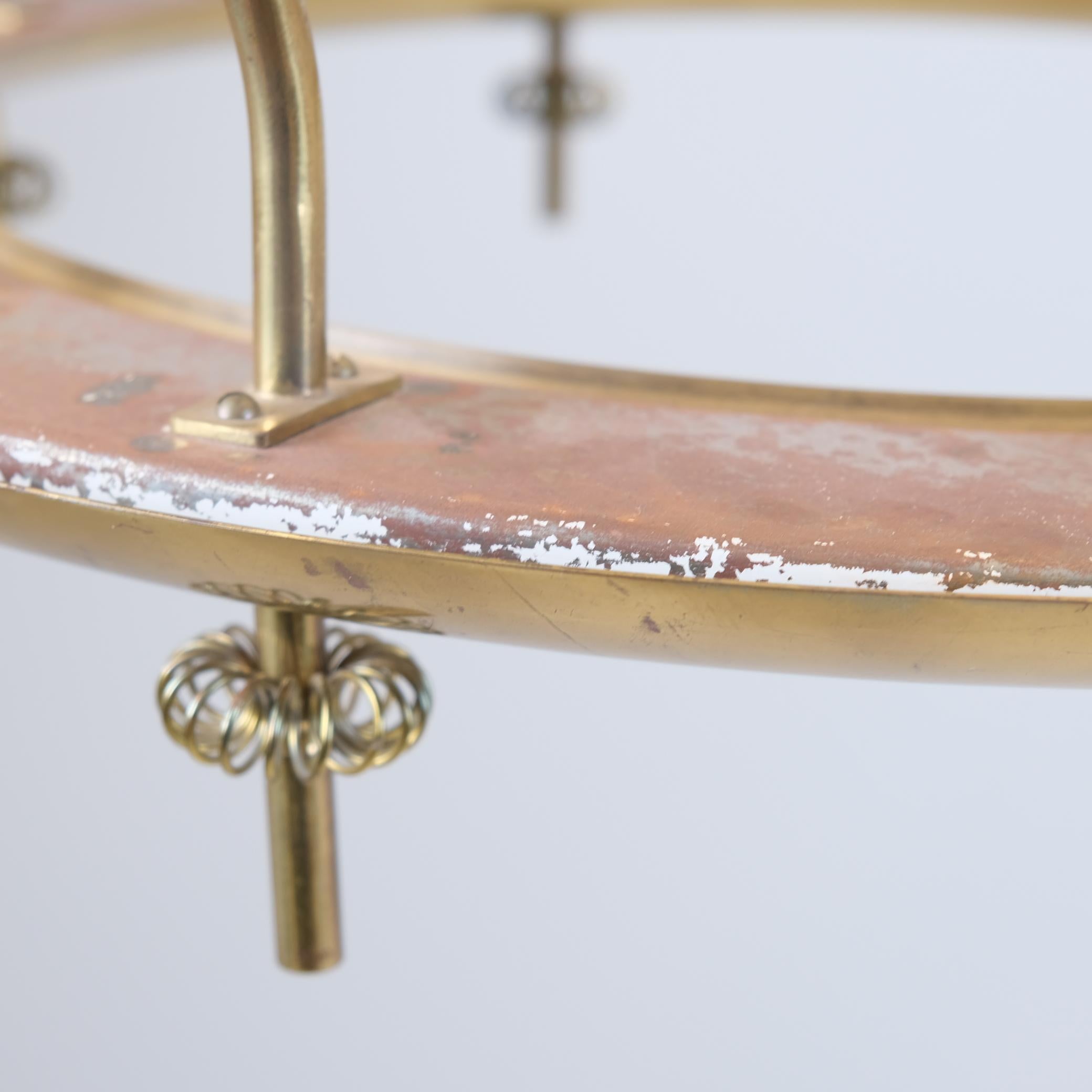 Important Paavo Tynell Chandelier Model 9062 in Perfortated Brass, Taito 1950s For Sale 4