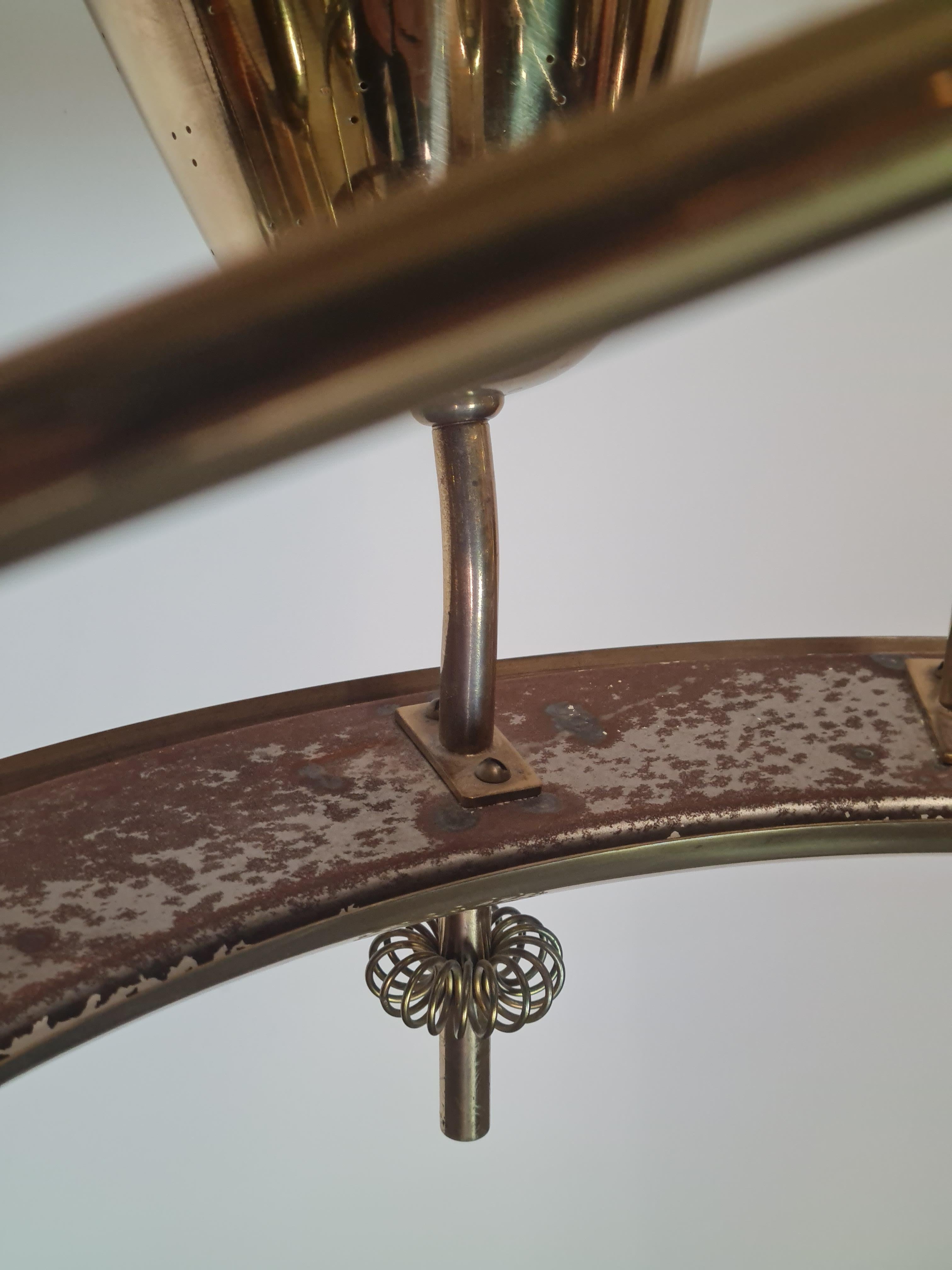 Important Paavo Tynell Chandelier Model 9062 in Perfortated Brass, Taito 1950s For Sale 8