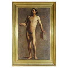 Importante Pintura Escuela Francesa Siglo XIX "Desnudo Académico"