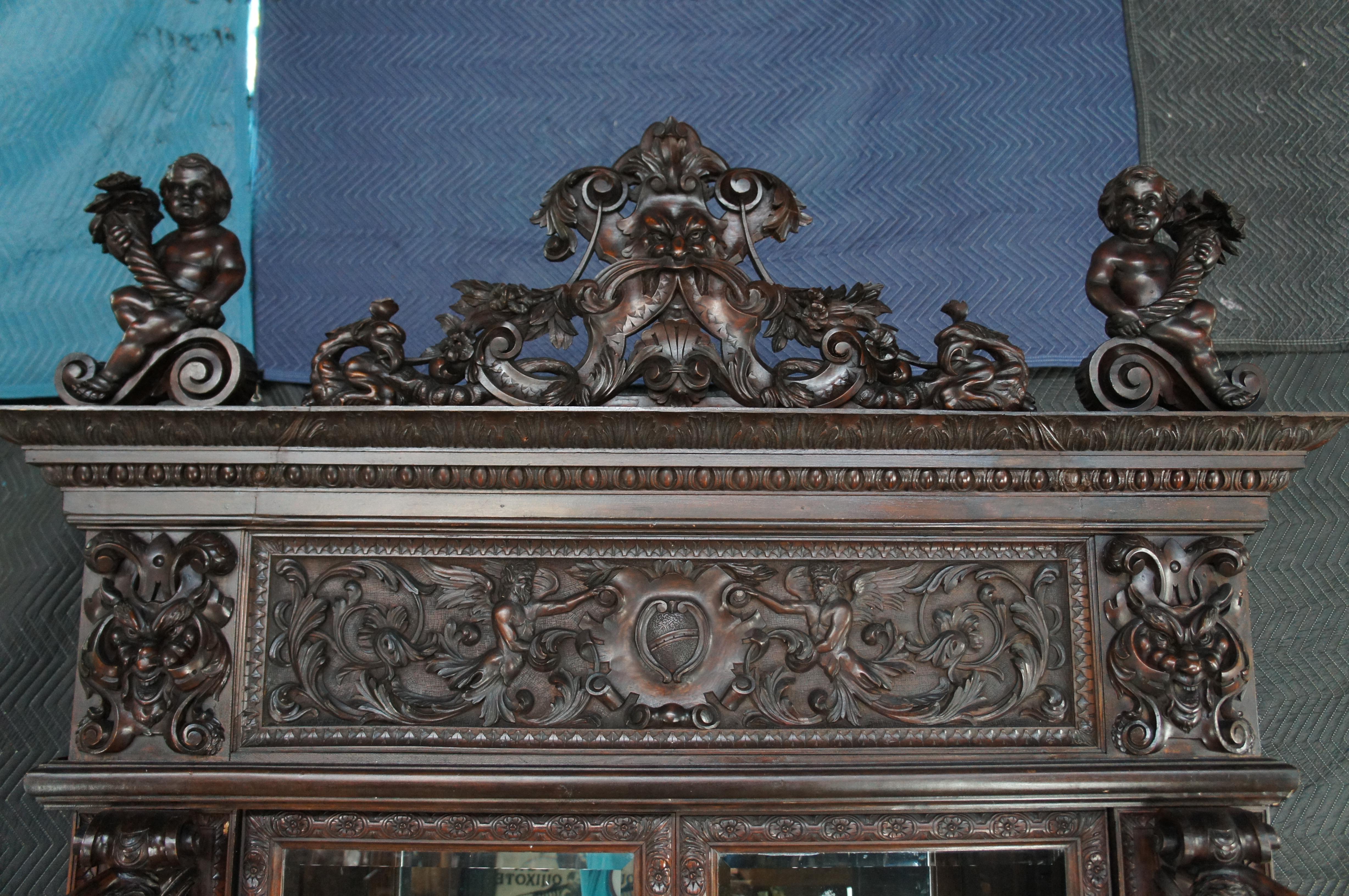 Importante Par Antiguo R.J. Armario librería de caoba renacentista Horner en venta 1