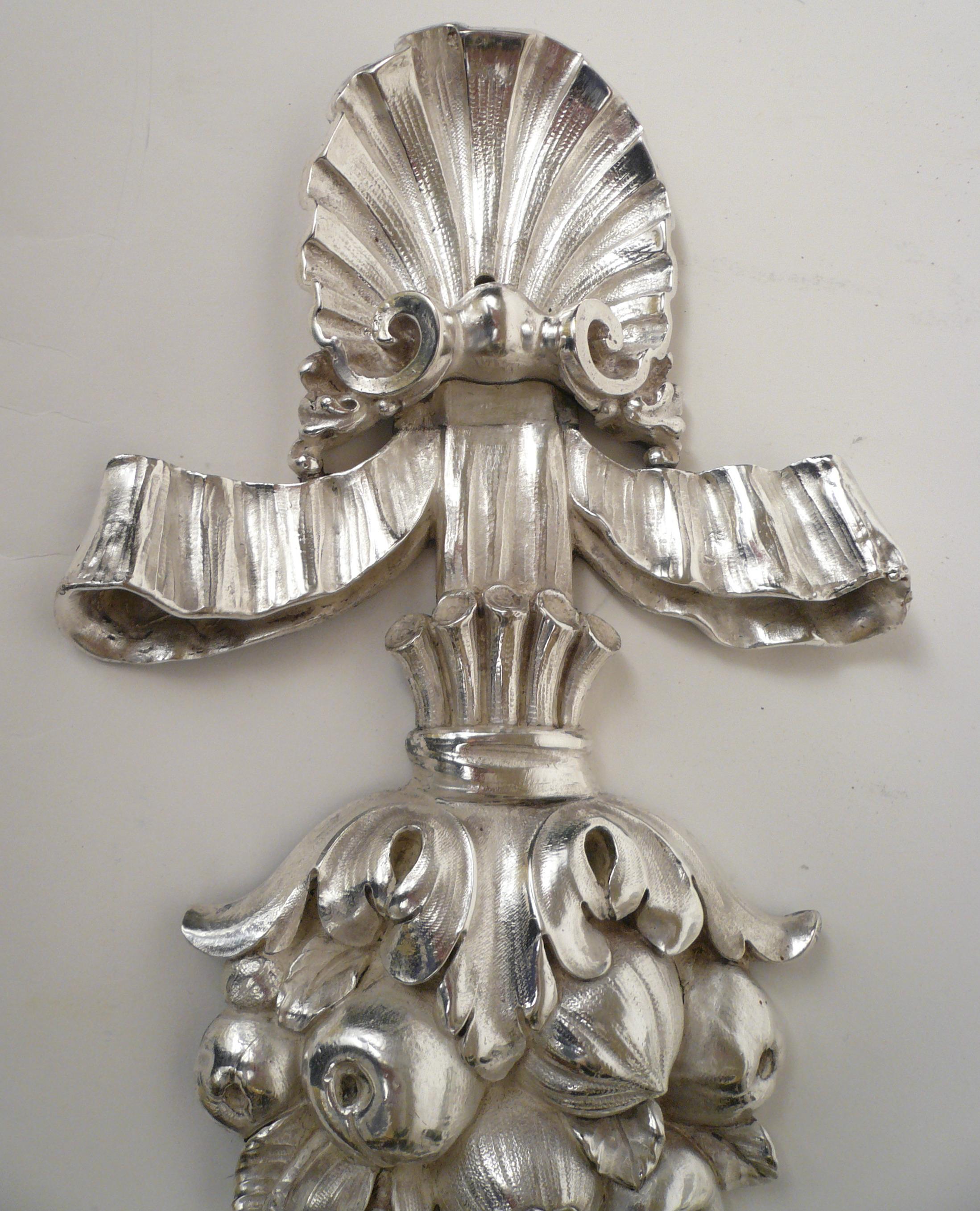 Important Pair E. F. Caldwell Silvered Bronze Sconces For Sale 7