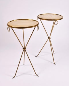 Important Pair of 1930s Jean-Michel Frank Brass Tripod Gueridons