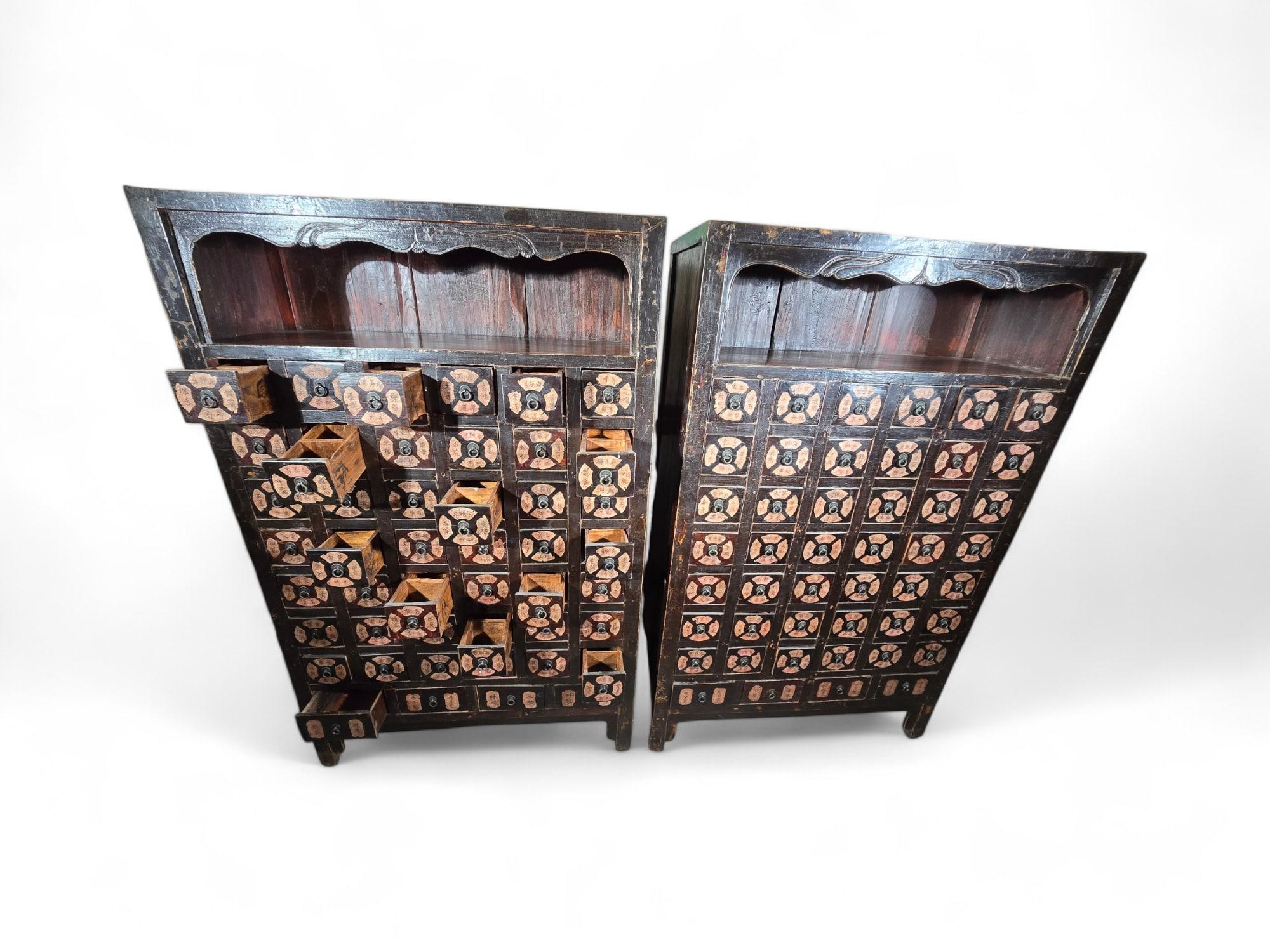 Important Pair of 19th-Century Chinese Pharmacy Cabinets For Sale 6
