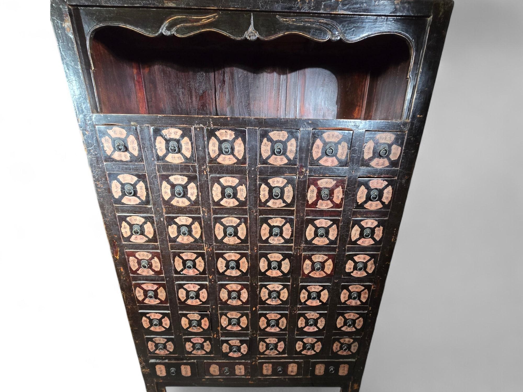 Important Pair of 19th-Century Chinese Pharmacy Cabinets For Sale 14