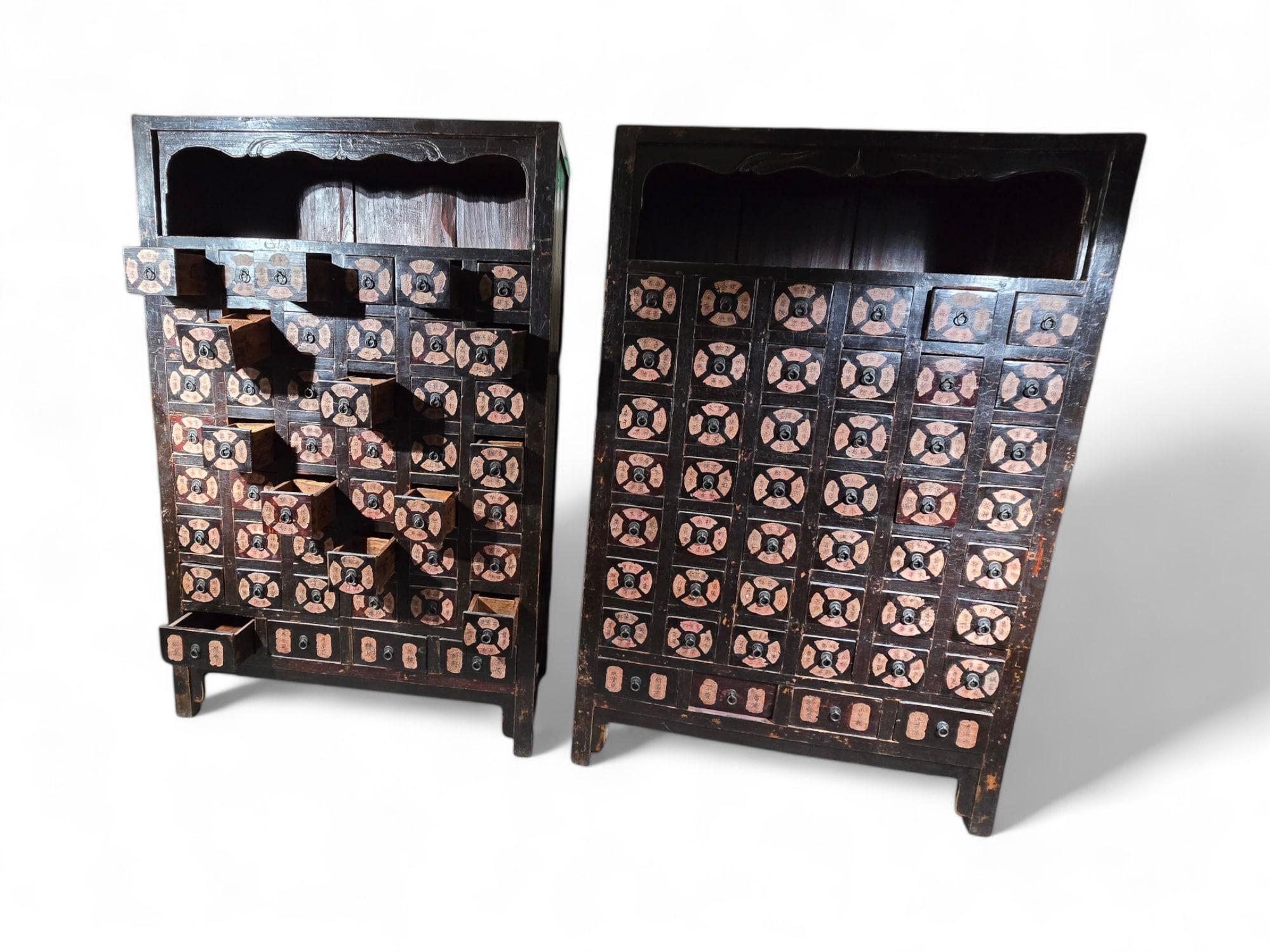 Important Pair of 19th-Century Chinese Pharmacy Cabinets For Sale 3