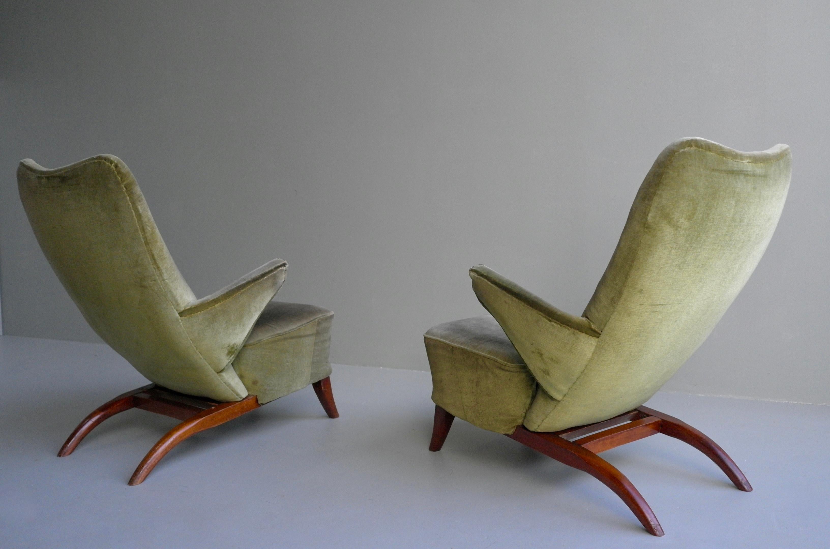 Dutch Important pair of 1st edition early Congo Arm Chairs by Theo Ruth, Artifort 1948 For Sale