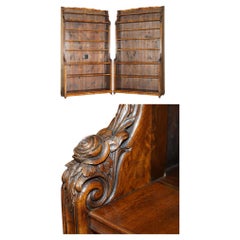 IMPORTANT PAIR OF 2.1 METER TALL REGENCY HARDWOOD WATERFALL LiBRARY BOOKCASES