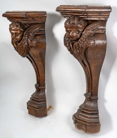 Importante paire de consoles d'anges en forme d'ange, XIXe siècle, Napoléon III