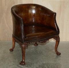 Important Pair of Antique Thomas Chippendale Carved Claw & Ball Tub Armchairs