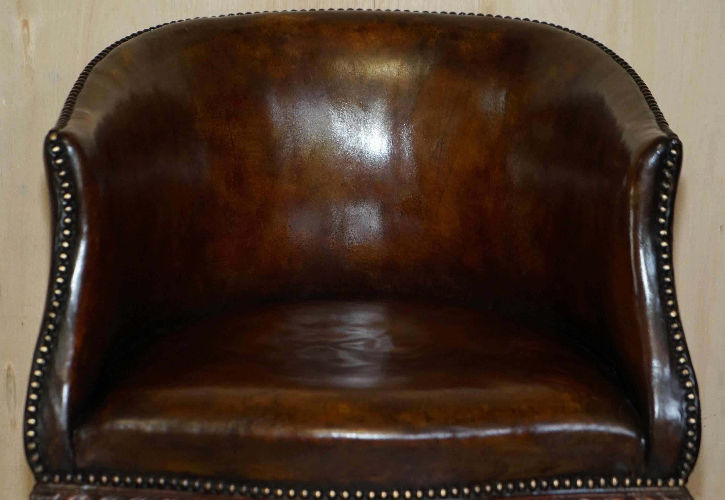 British Important Pair of Antique Thomas Chippendale Carved Claw & Ball Tub Armchairs For Sale