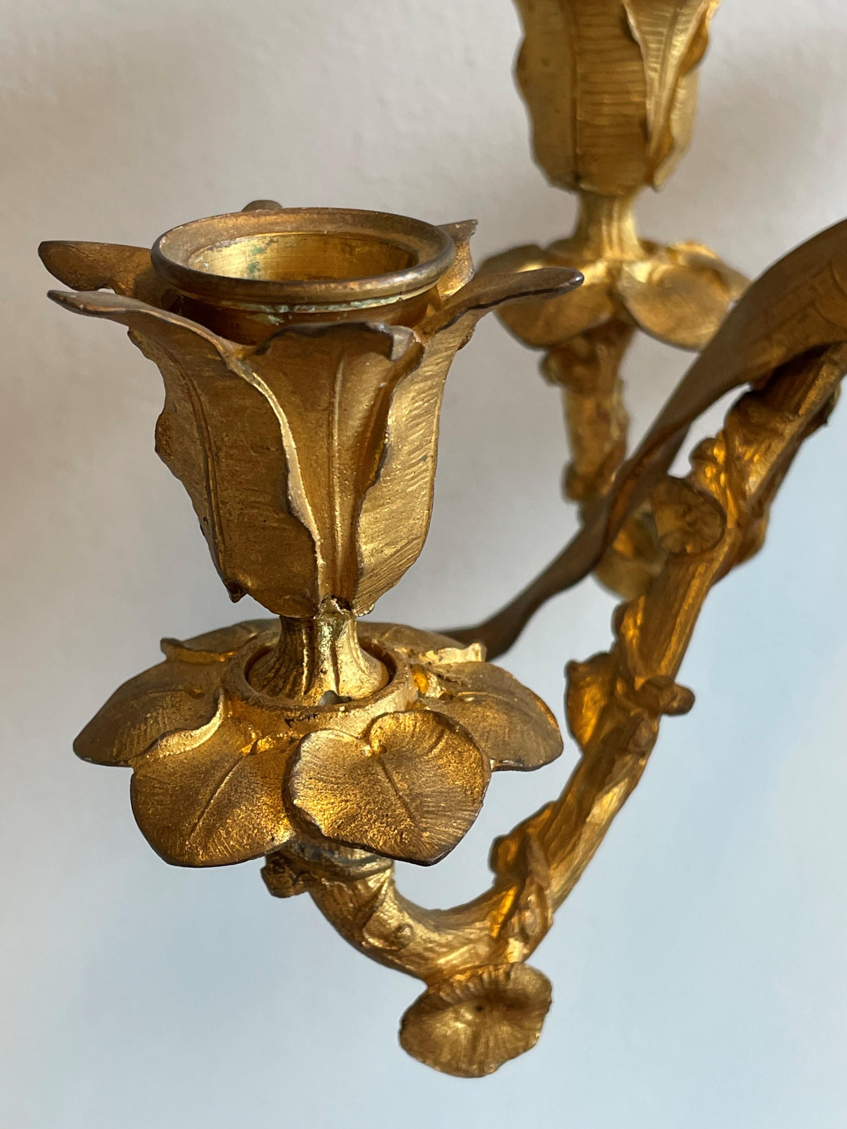 Importante paire de candlabres en bronze dor Belle poque avec sculptures de grenouilles par H. Picard en vente 8