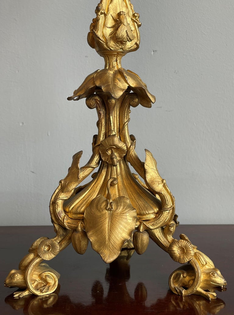 Truly unique pair of gilt bronze table candelabras by Henri Picard of Paris, France.

These amazingly sculptural antique candelabras for more than one reason have the wow factor. First of all, they are made by one of the most famous and celebrated
