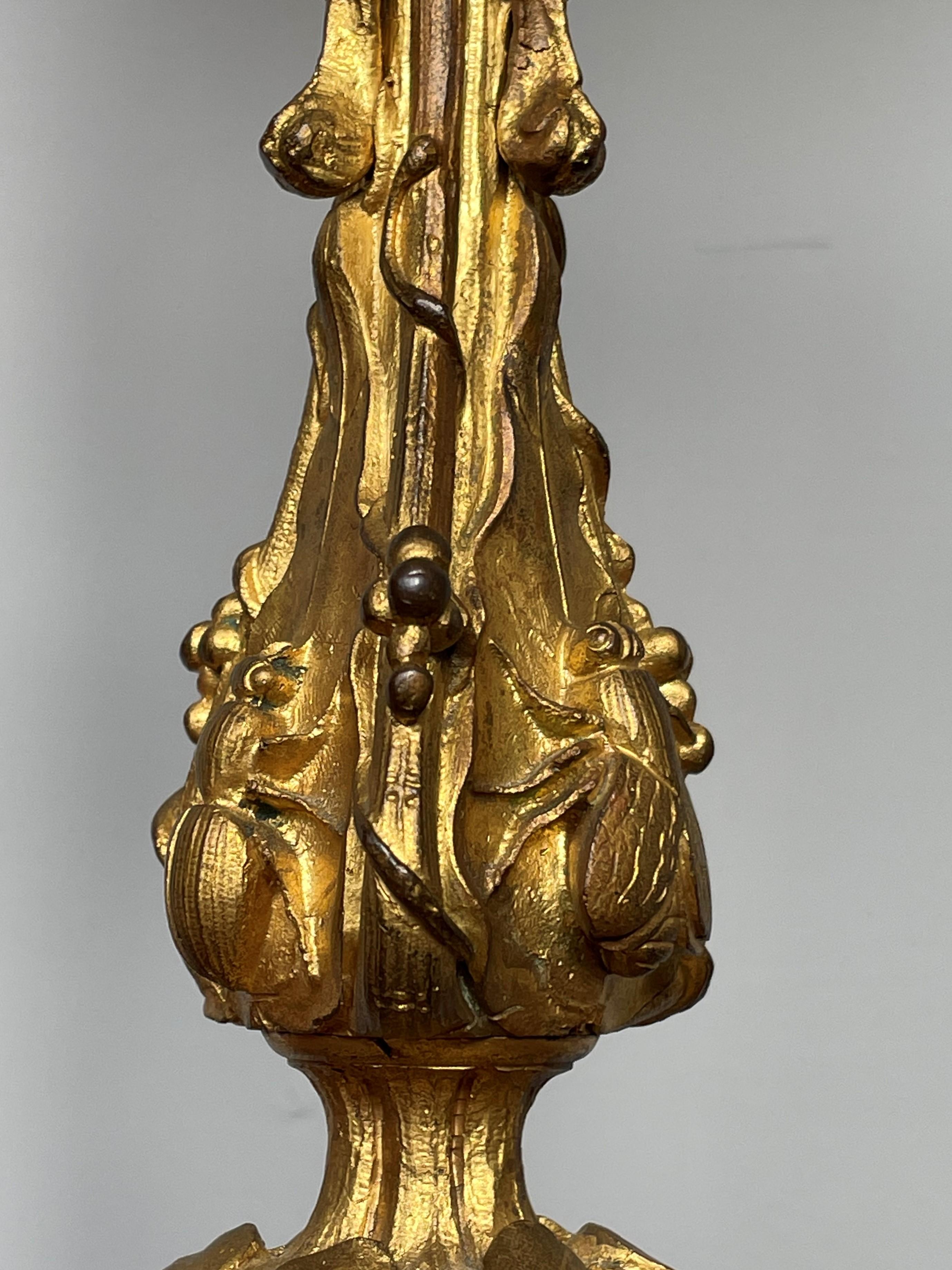 Importante paire de candlabres en bronze dor Belle poque avec sculptures de grenouilles par H. Picard Bon état - En vente à Lisse, NL