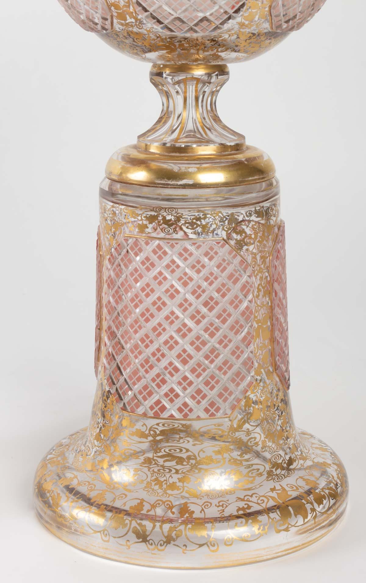19th Century Important Pair of Bohemian Crystal Bowls Napoleon III