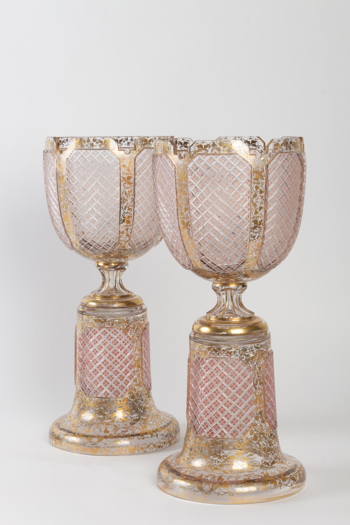 Important Pair of Bohemian Crystal Bowls Napoleon III 2